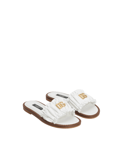 Dolce & Gabbana Kids Klapki ze skóry nappa