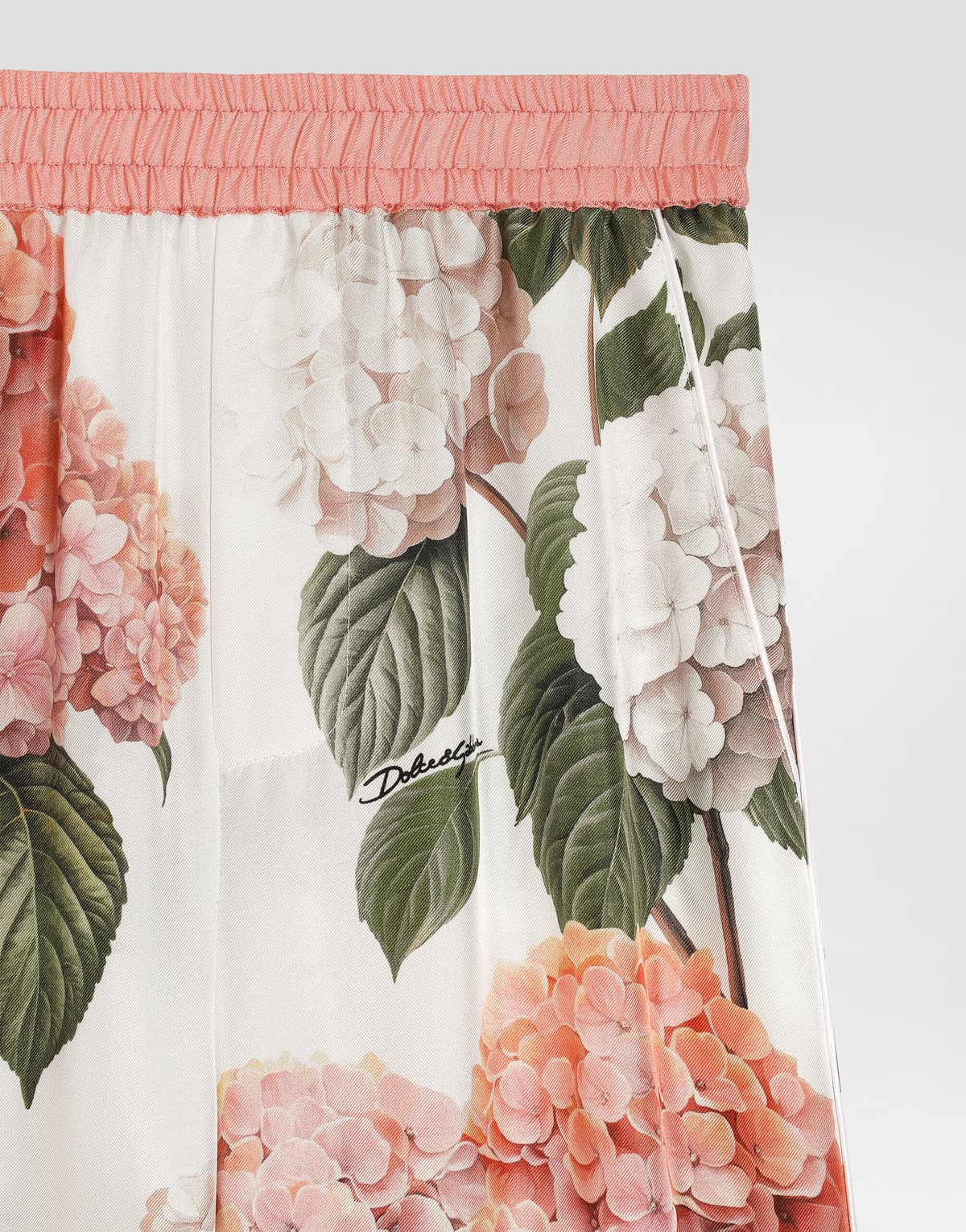Dolce & Gabbana Kids dziecięce spodnie z jedwabnego twilu z nadrukiem hortensji - 5
