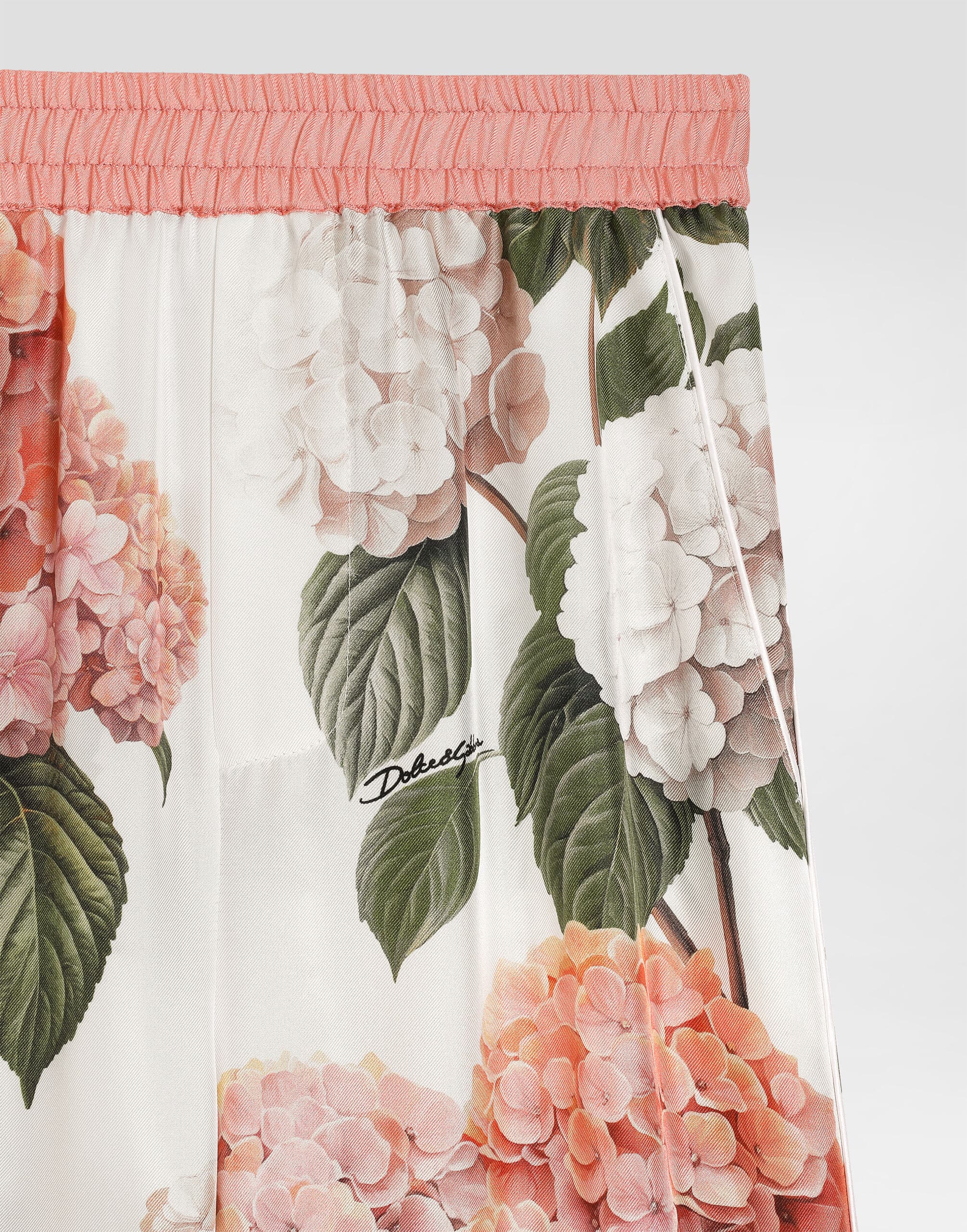 Dolce & Gabbana Kids dziecięce spodnie z jedwabnego twilu z nadrukiem hortensji - 5