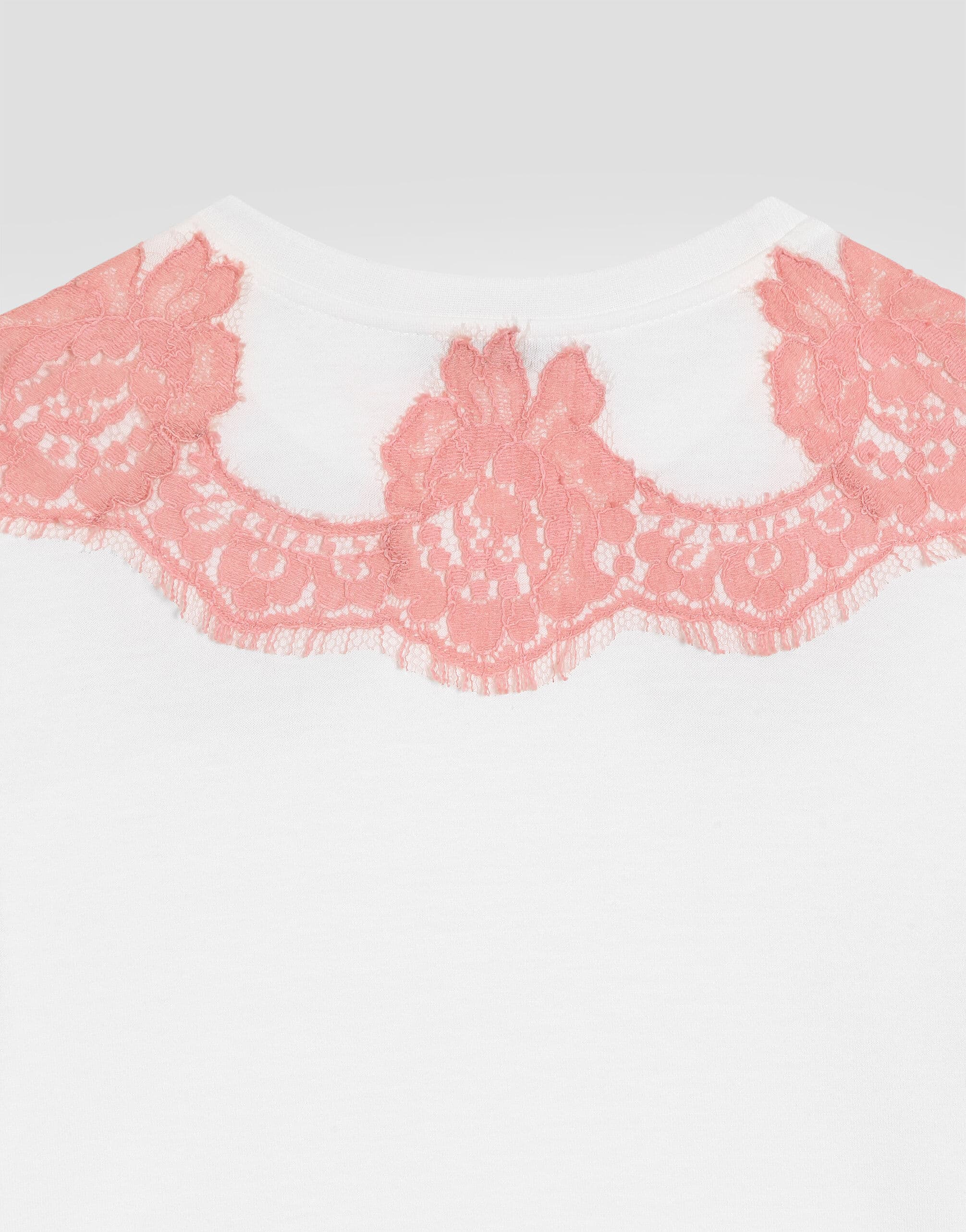 Dolce & Gabbana Kids dziecięcy T-shirt jersey z koronką i haftem DG - 4