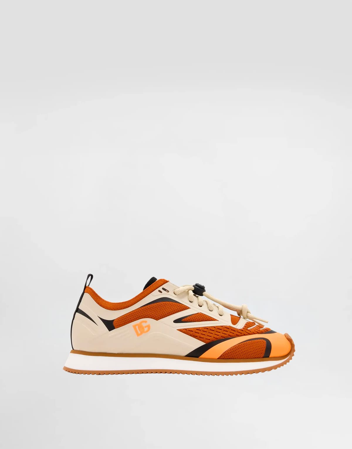Dolce & Gabbana Kids dziecięce sneakersy low-top z pomarańczowej siatki dzianinowej z logo DG