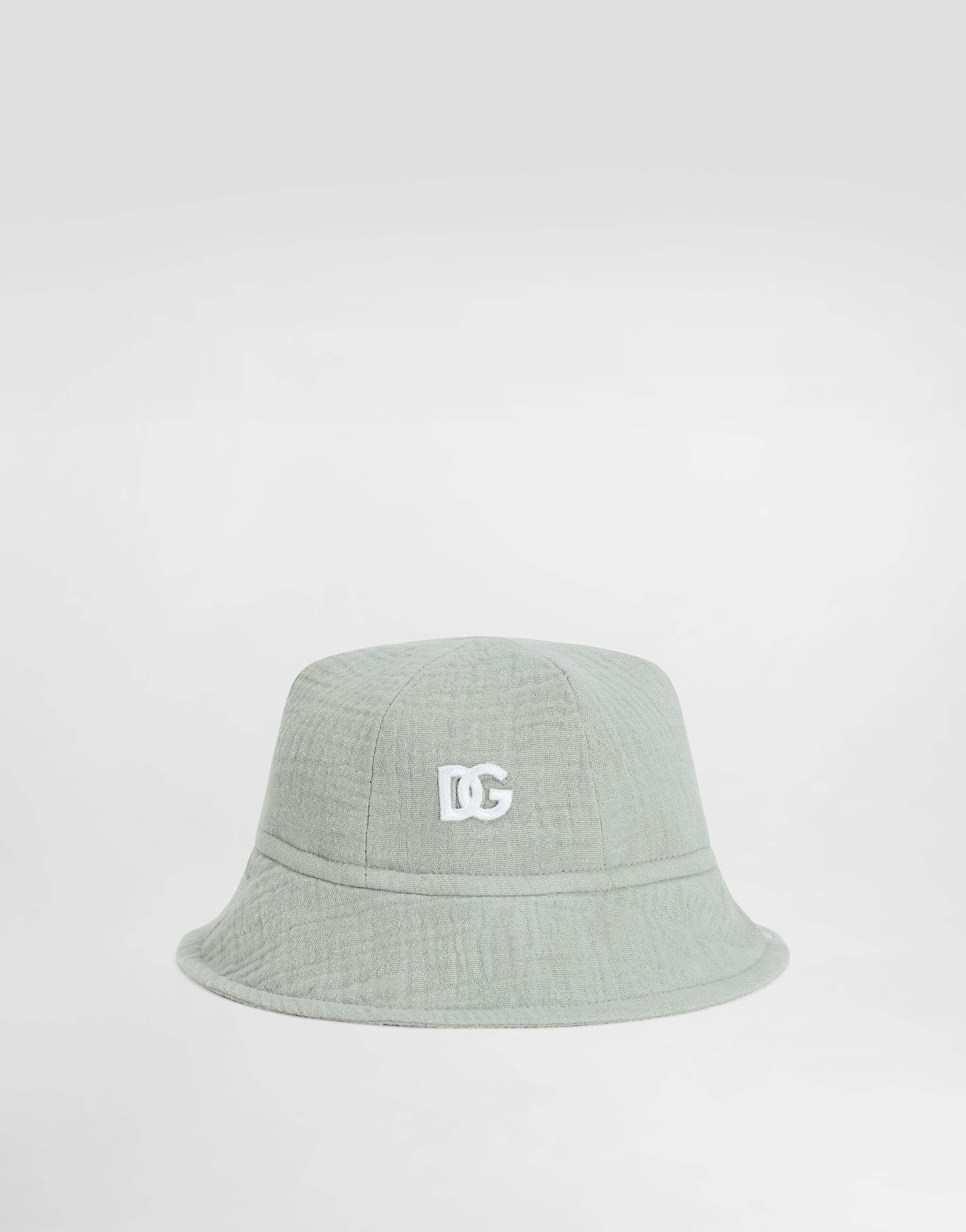 Dolce & Gabbana Kids dziecięcy kapelusz bucket z bawełnianej gazy z haftem DG - 1
