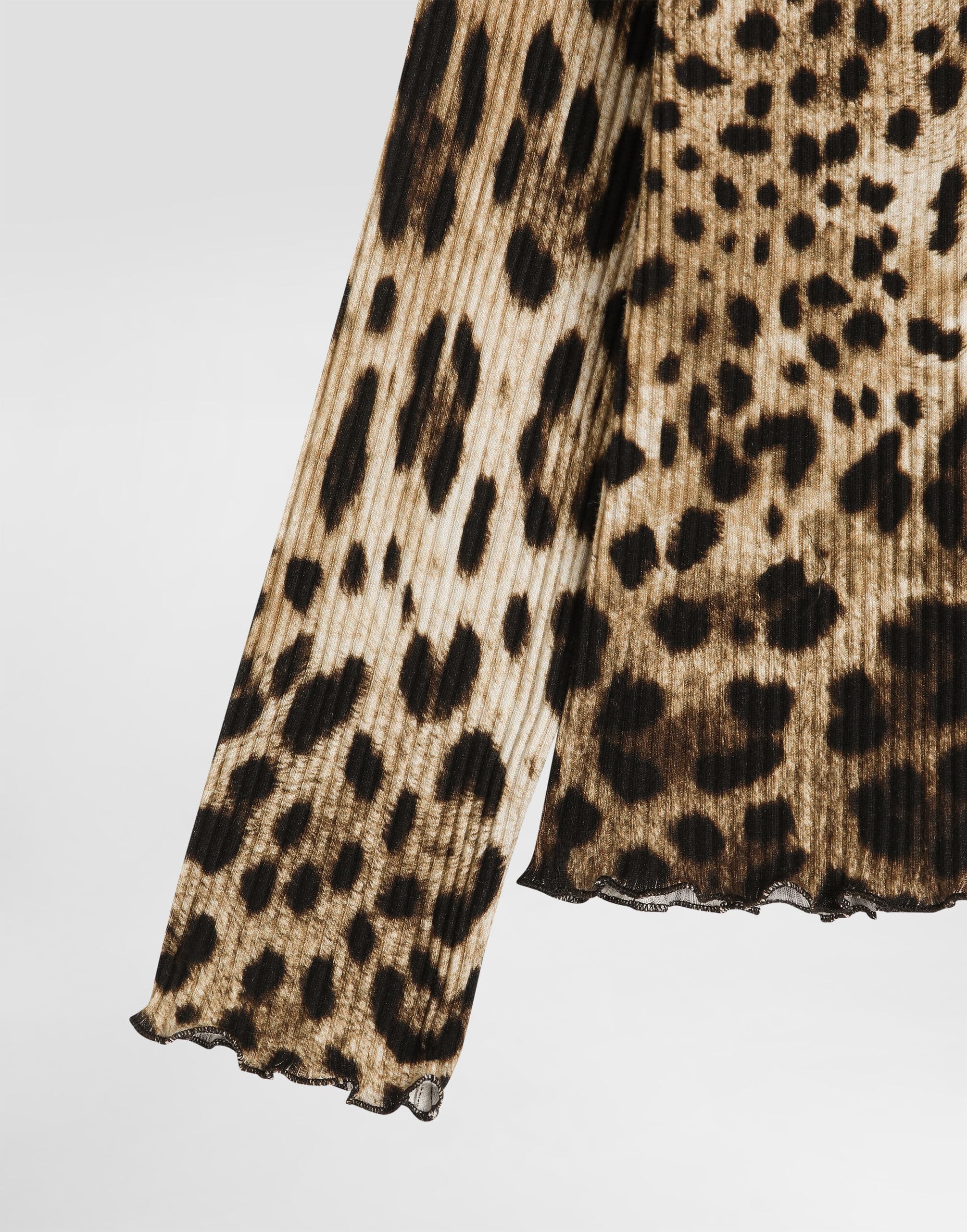 Dolce & Gabbana Kids dziecięcy prążkowany golf z nadrukiem leoparda - 6
