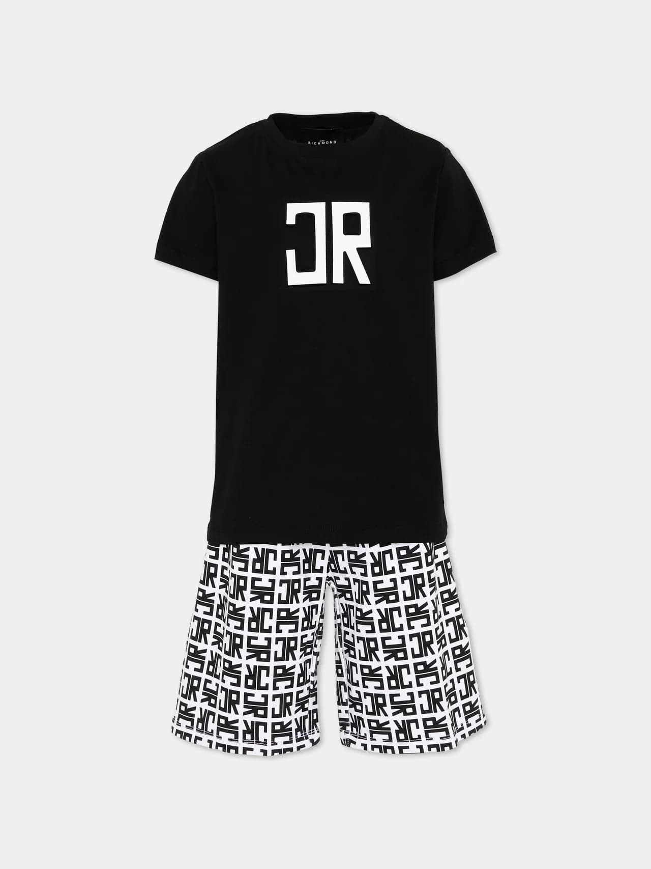 John Richmond Junior Dziecięcy zestaw T-shirt i szorty ZAGA z monogramem JR - 1