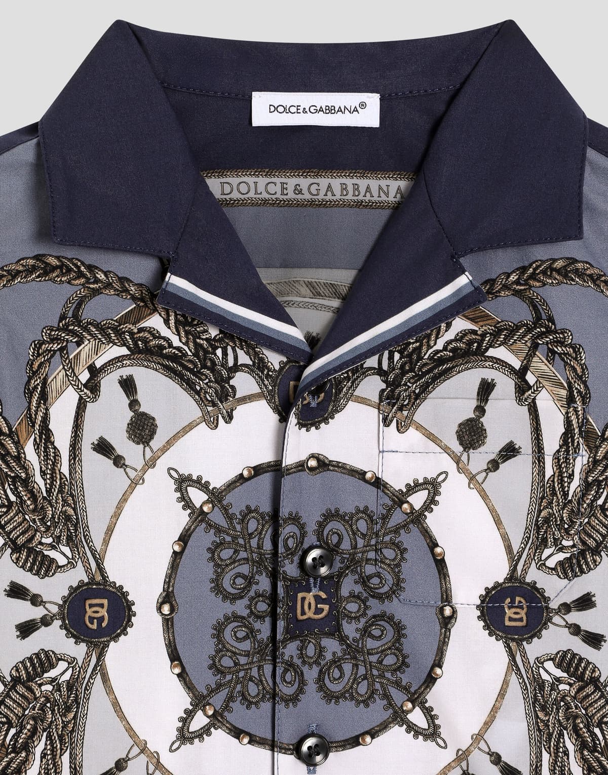 Dolce & Gabbana Kids dziecięca koszula z popliny z nadrukiem cargo z kołnierzem Hawaii - 3