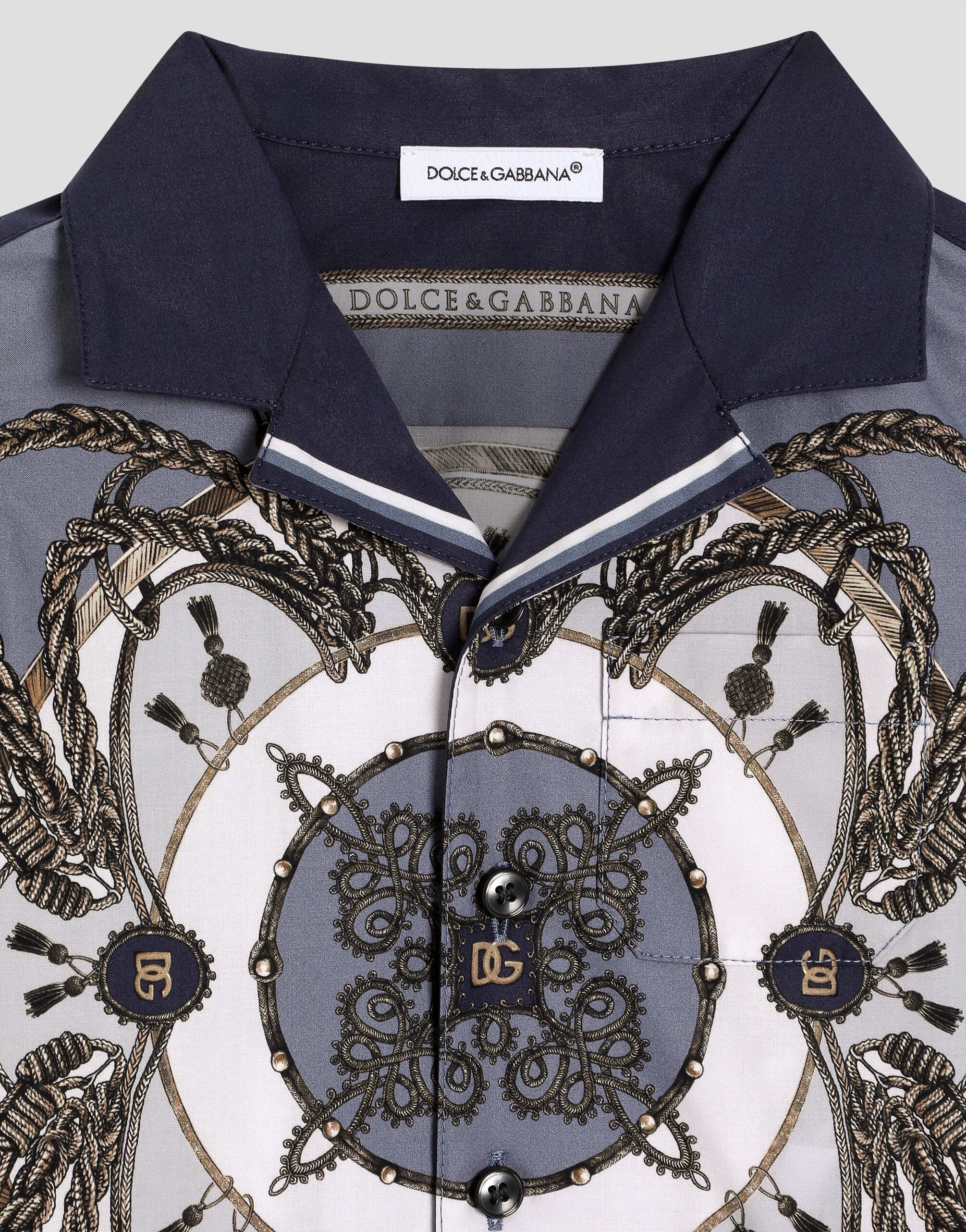 Dolce & Gabbana Kids dziecięca koszula z popliny z nadrukiem cargo z kołnierzem Hawaii - 3