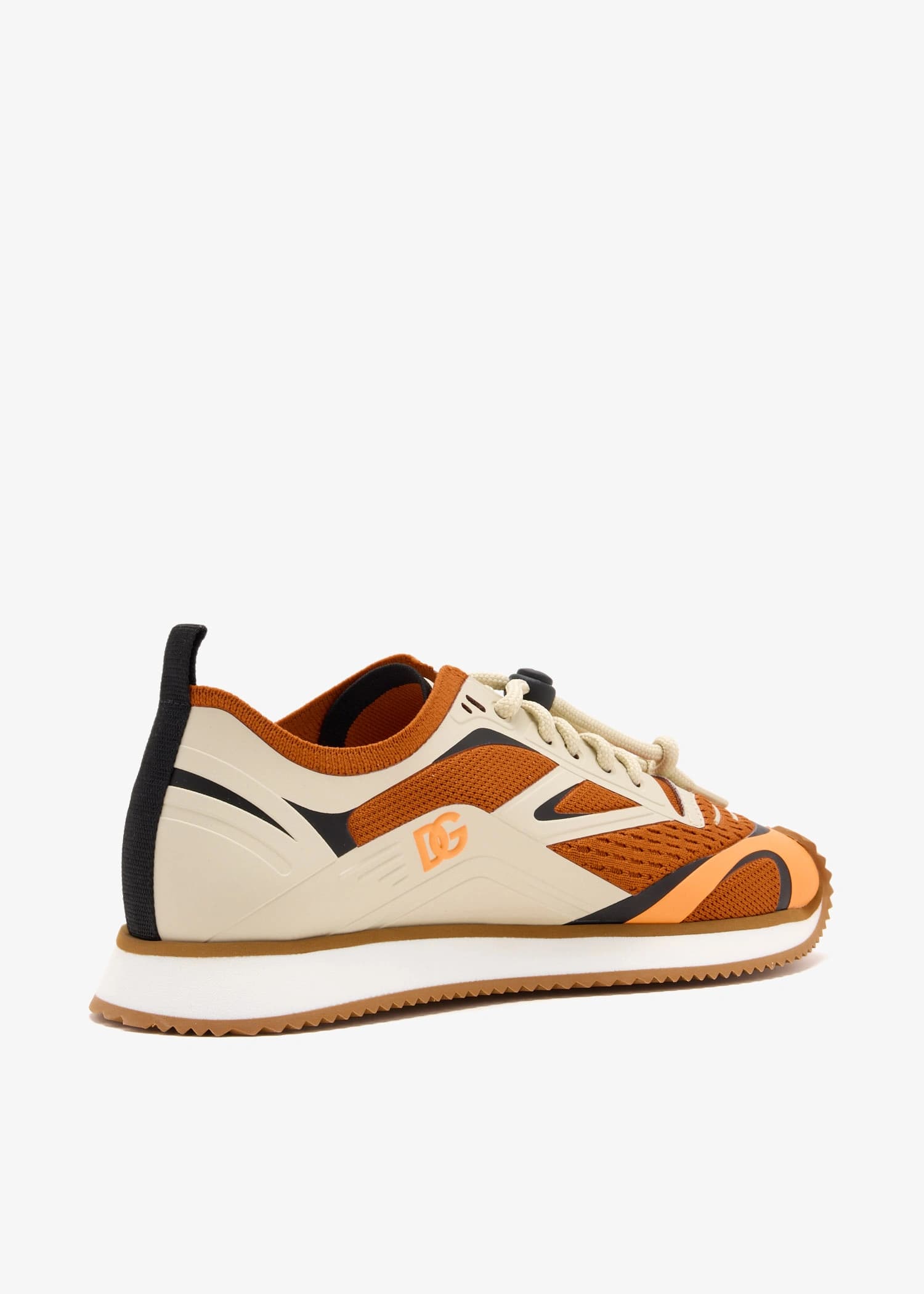 Dolce & Gabbana Kids dziecięce sneakersy low-top z pomarańczowej siatki dzianinowej z logo DG - 3