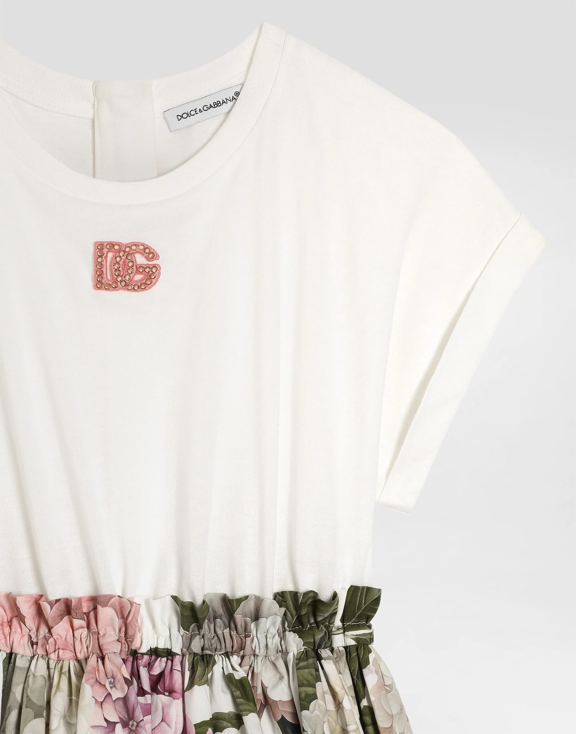 Dolce & Gabbana Kids dziecięca sukienka jersey z nadrukiem hortensji - 3