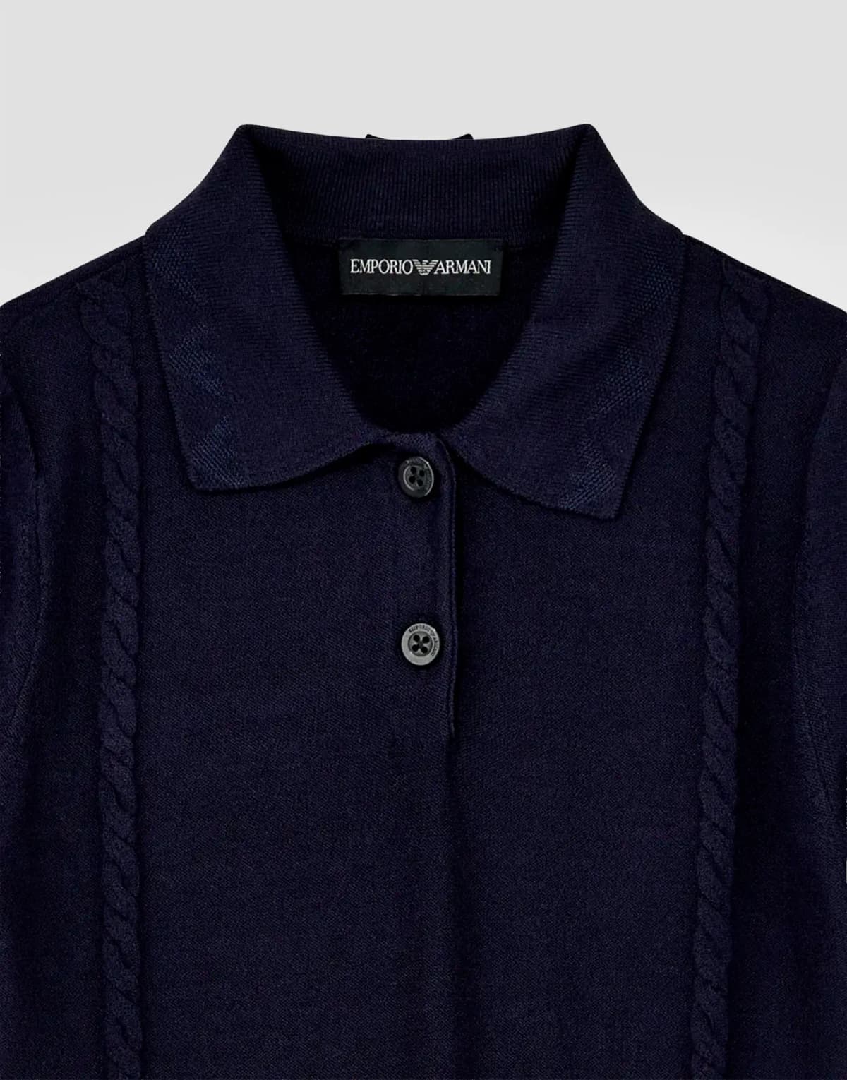 Emporio Armani Dziecięca sukienka z dzianiny z kołnierzem polo i plisowaną spódnicą - 3