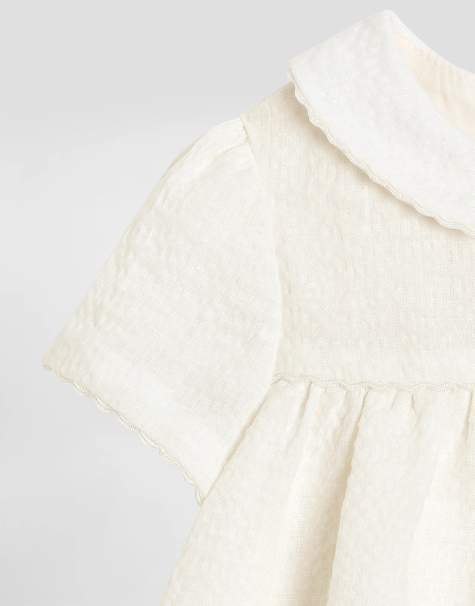 Dolce & Gabbana Kids niemowlęca sukienka z lnu seersucker z haftem - 4