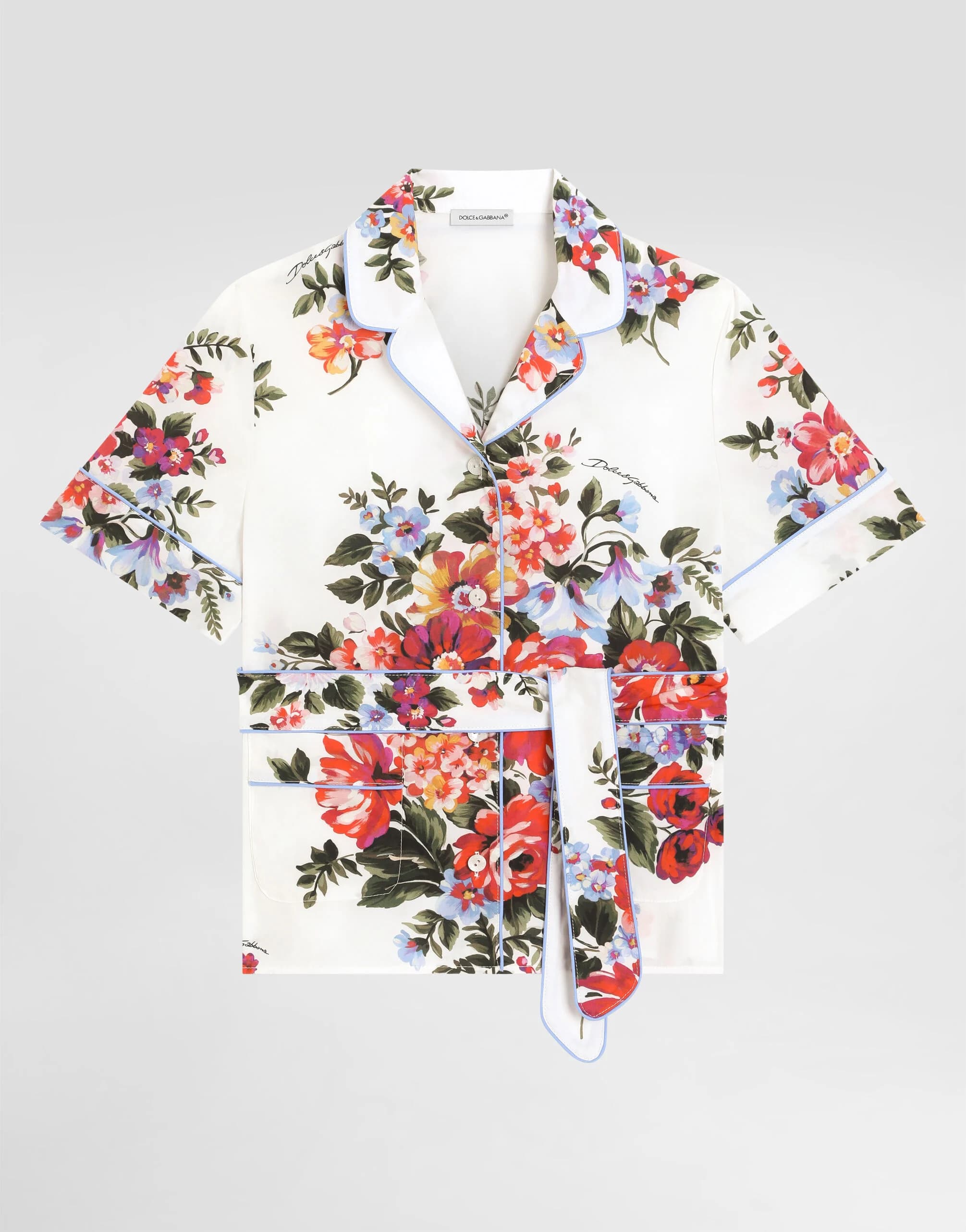 Dolce & Gabbana Kids dziecięca koszula vanity z popliny z nadrukiem bukietu kwiatów - 1