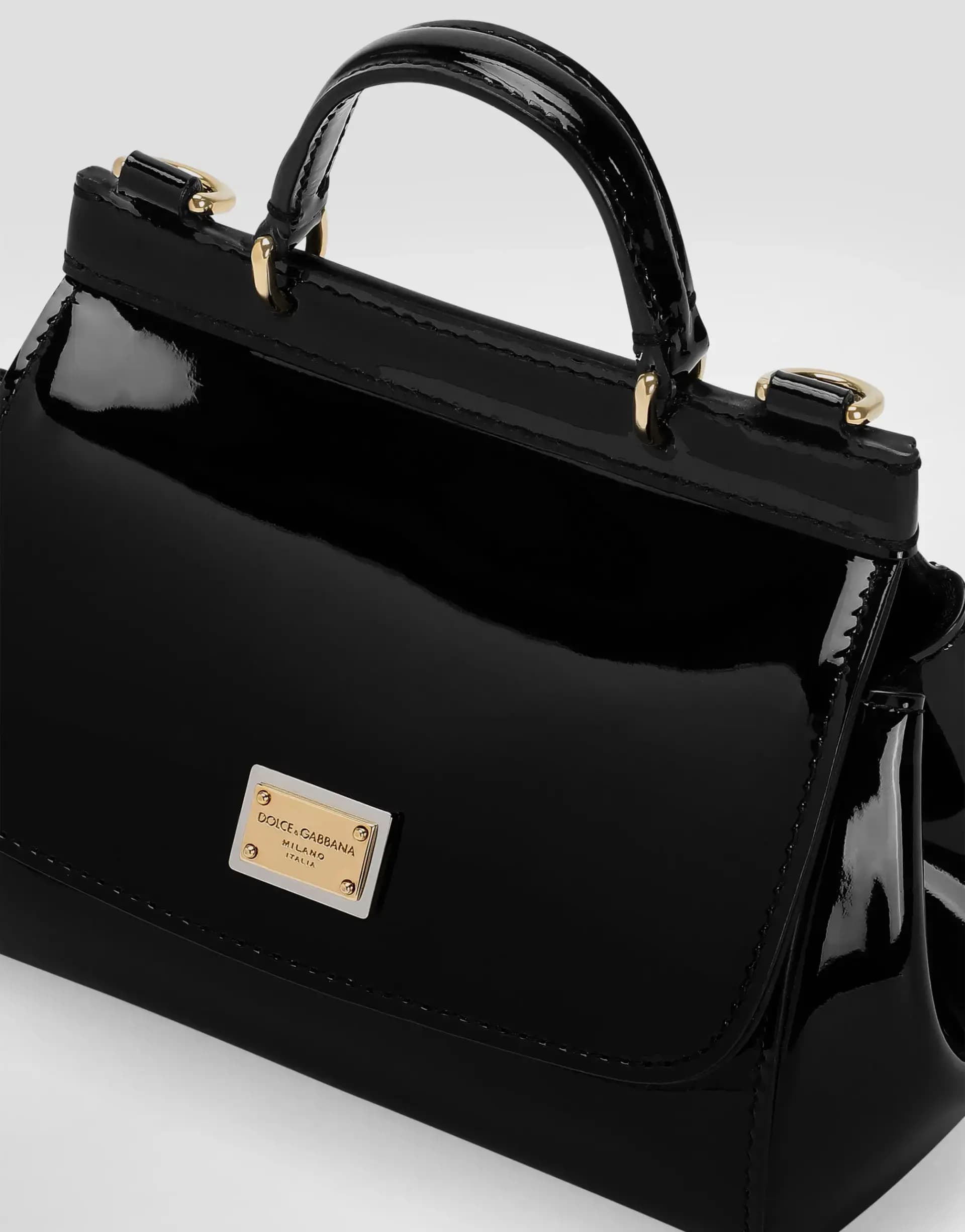 Dolce & Gabbana Kids dziecięca minitorebka Sicily z lakierowanej skóry w kolorze czarnym - 6