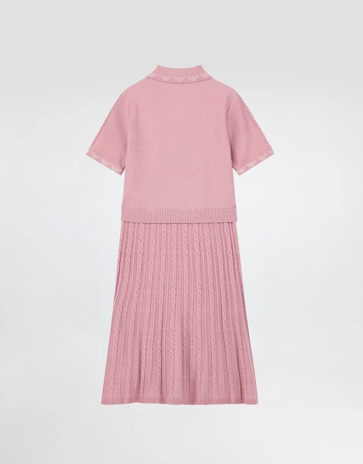 Emporio Armani Dziewczęca sukienka z dzianiny z kołnierzem polo i plisowaną spódnicą - 3