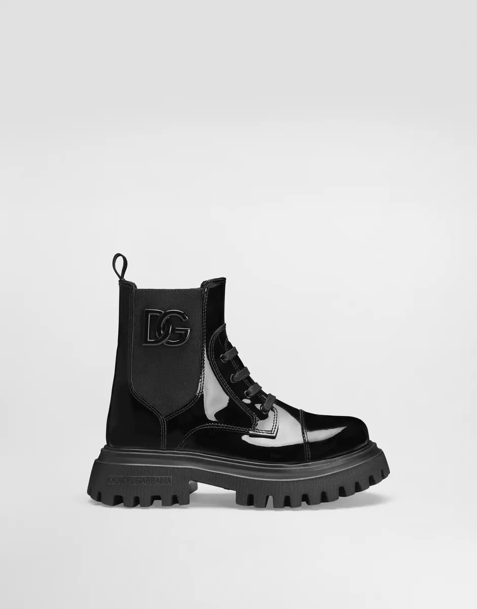 Dolce & Gabbana Kids Dziewczęce botki z lakierowanej skóry z elastyczną wstawką - 4
