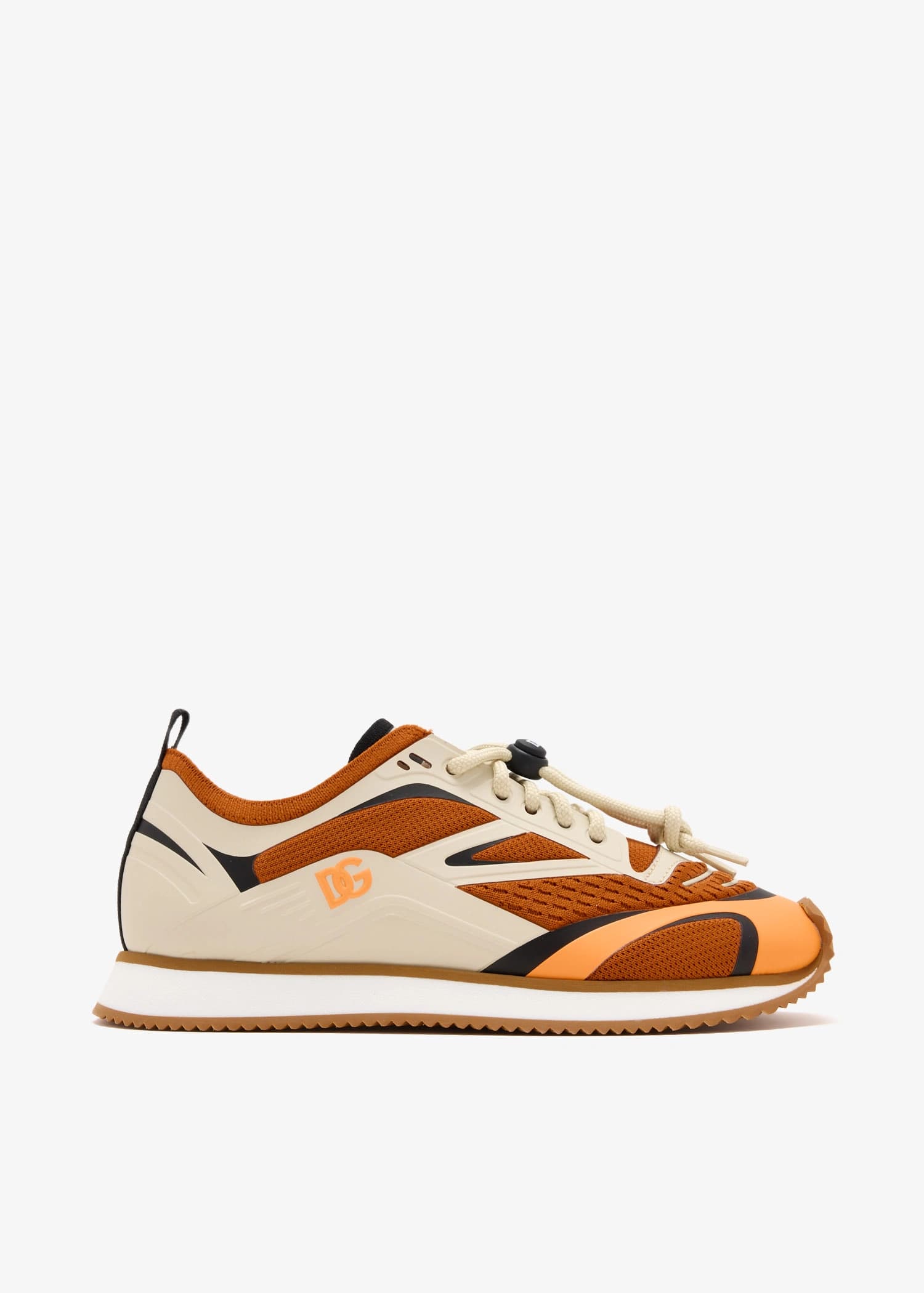 Dolce & Gabbana Kids dziecięce sneakersy low-top z pomarańczowej siatki dzianinowej z logo DG - 1