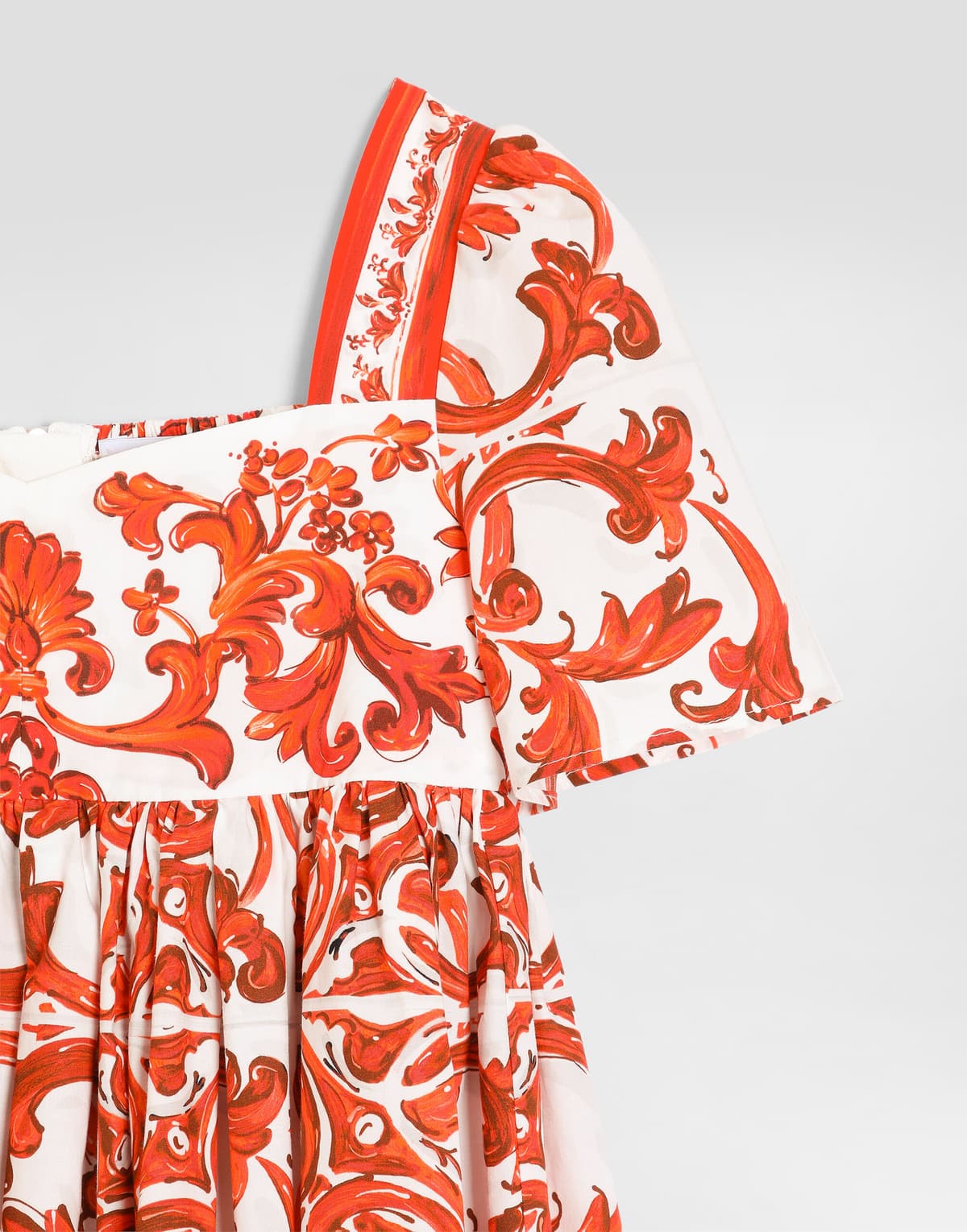 Dolce & Gabbana Kids Dziewczęca sukienka z popeliny z nadrukiem Majolica - 5