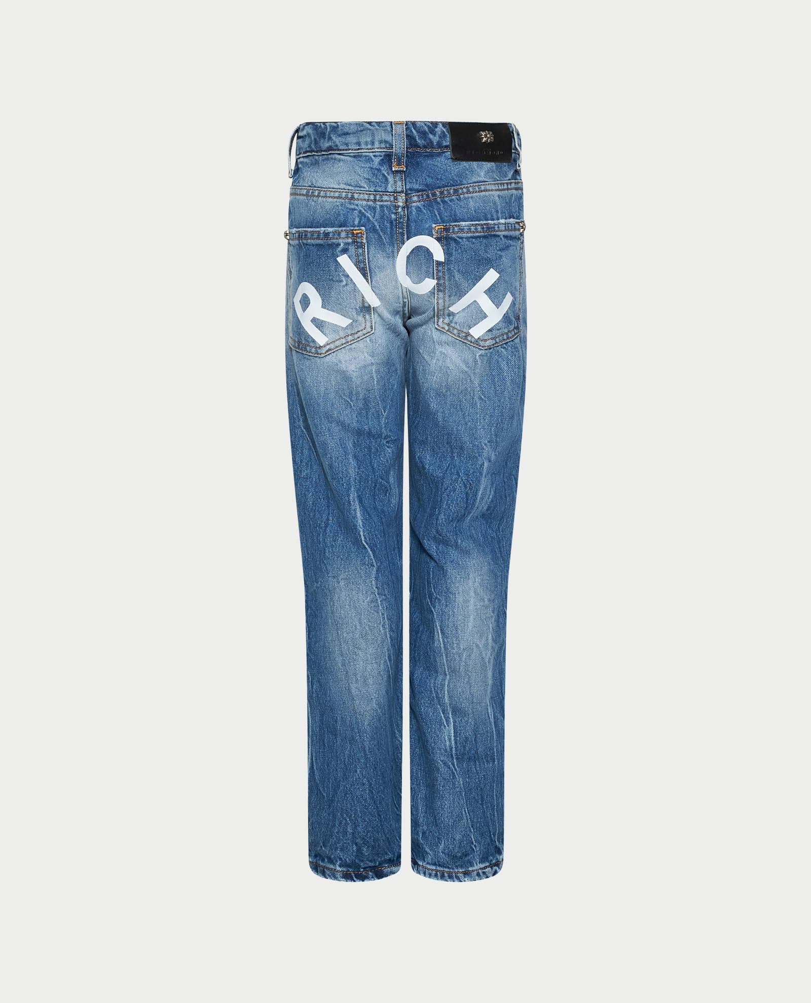 John Richmond Junior  jasnoniebieskie jeansy Sailu z przetarciami i maxi logo - 2