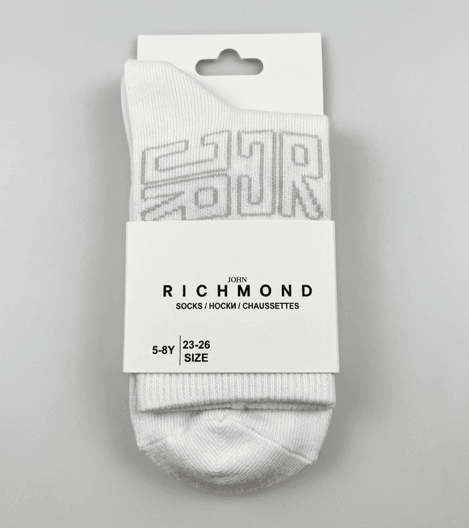 John Richmond Junior Dziecięce Biały skarpety z tonalnym logo JR - 1