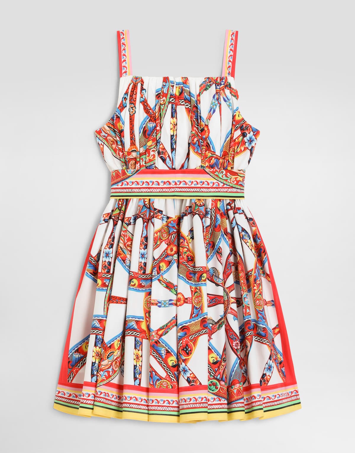 Dolce & Gabbana Kids Dziewczęca sukienka z popeliny z nadrukiem Carretto - 3