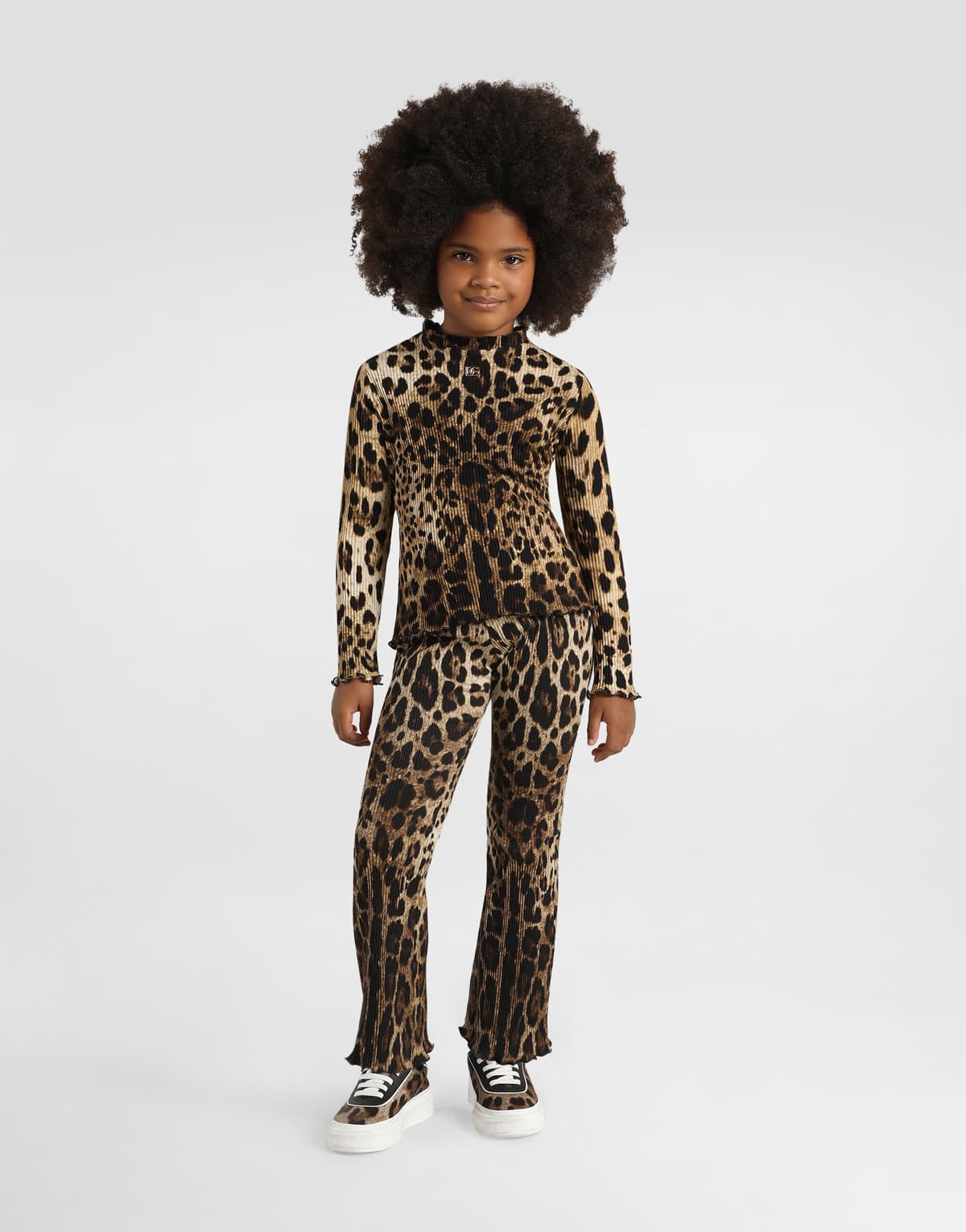 Dolce & Gabbana Kids dziecięcy prążkowany golf z nadrukiem leoparda - 2
