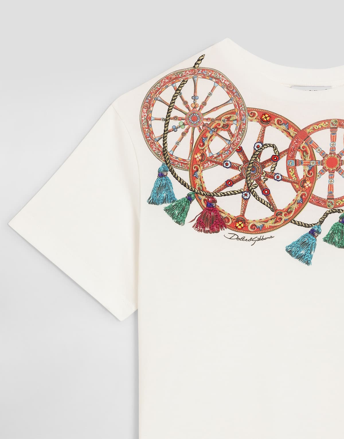 Dolce & Gabbana Kids Dziewczęcy T-shirt z jerseyu z aplikacjami - 3