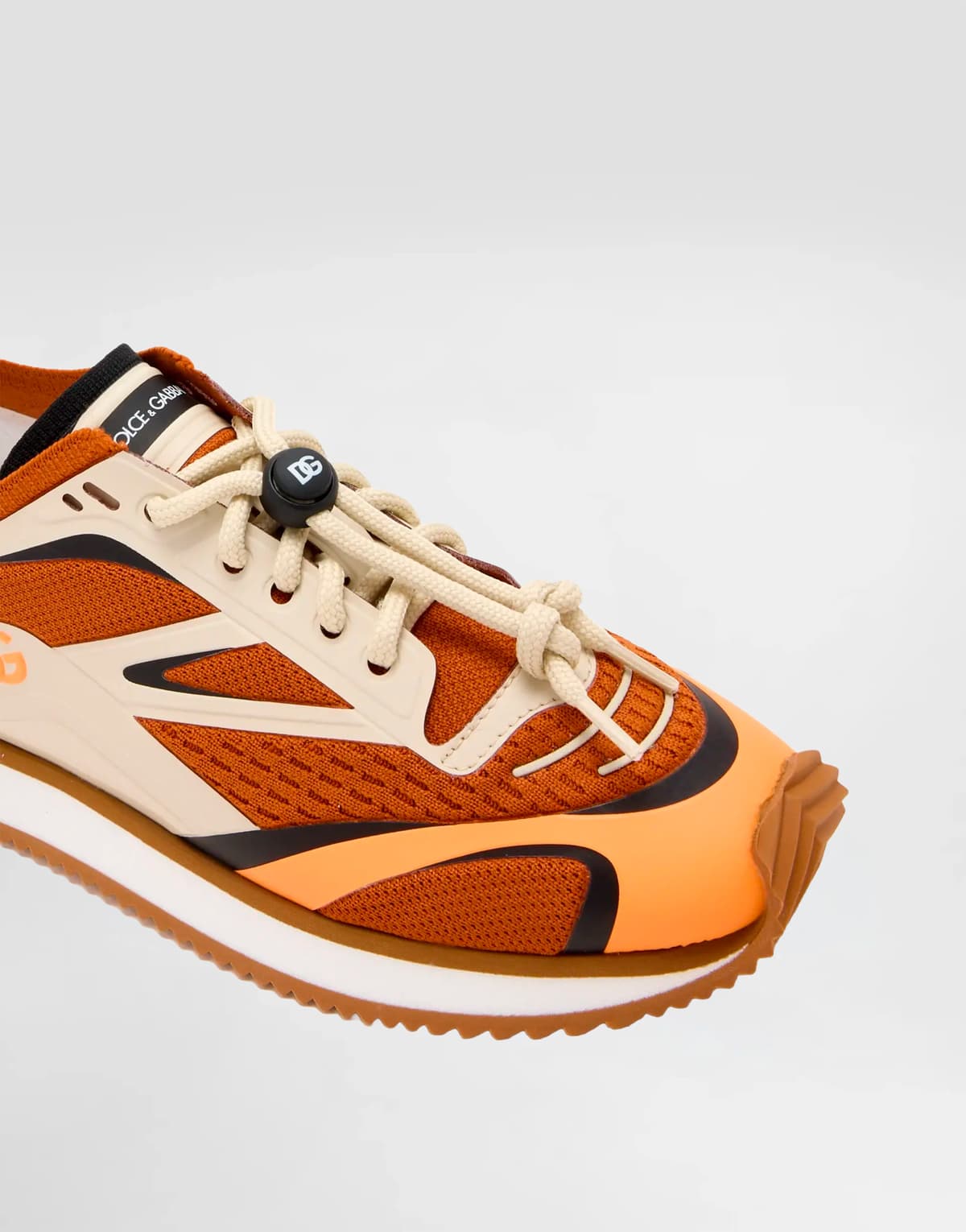 Dolce & Gabbana Kids dziecięce sneakersy low-top z pomarańczowej siatki dzianinowej z logo DG - 4