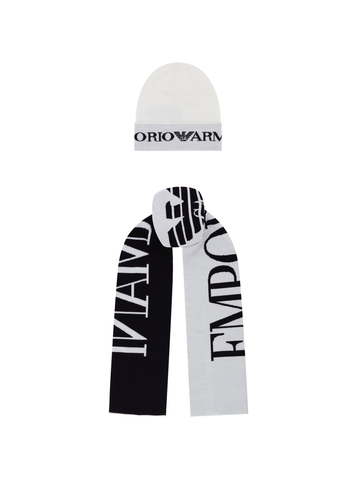 Emporio Armani Dziecięcy zestaw czapka i szalik z logo intarsia