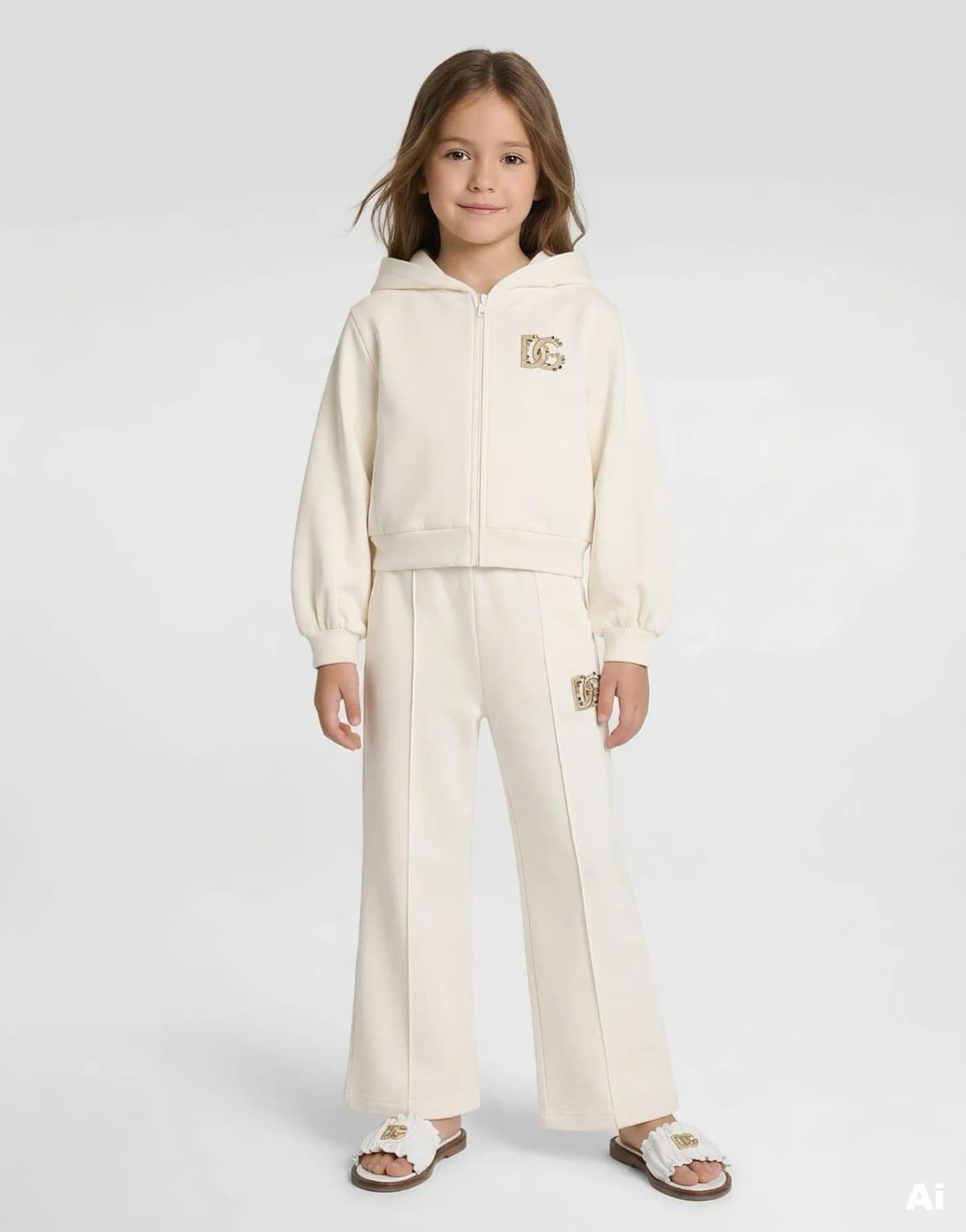 Dolce & Gabbana Kids dziecięca bluza z kapturem z haftem DG i kryształkami - 5