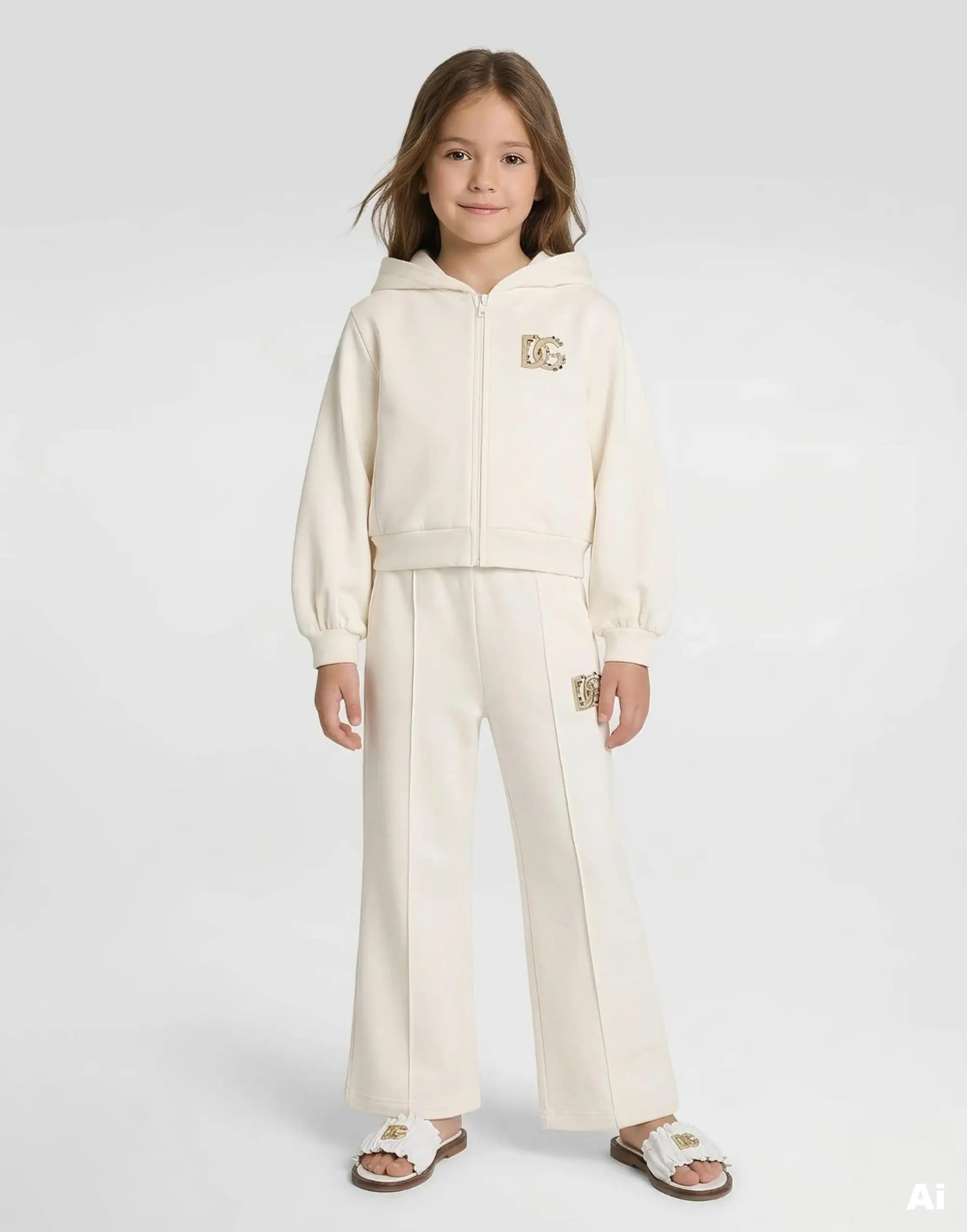 Dolce & Gabbana Kids dziecięca bluza z kapturem z haftem DG i kryształkami - 5