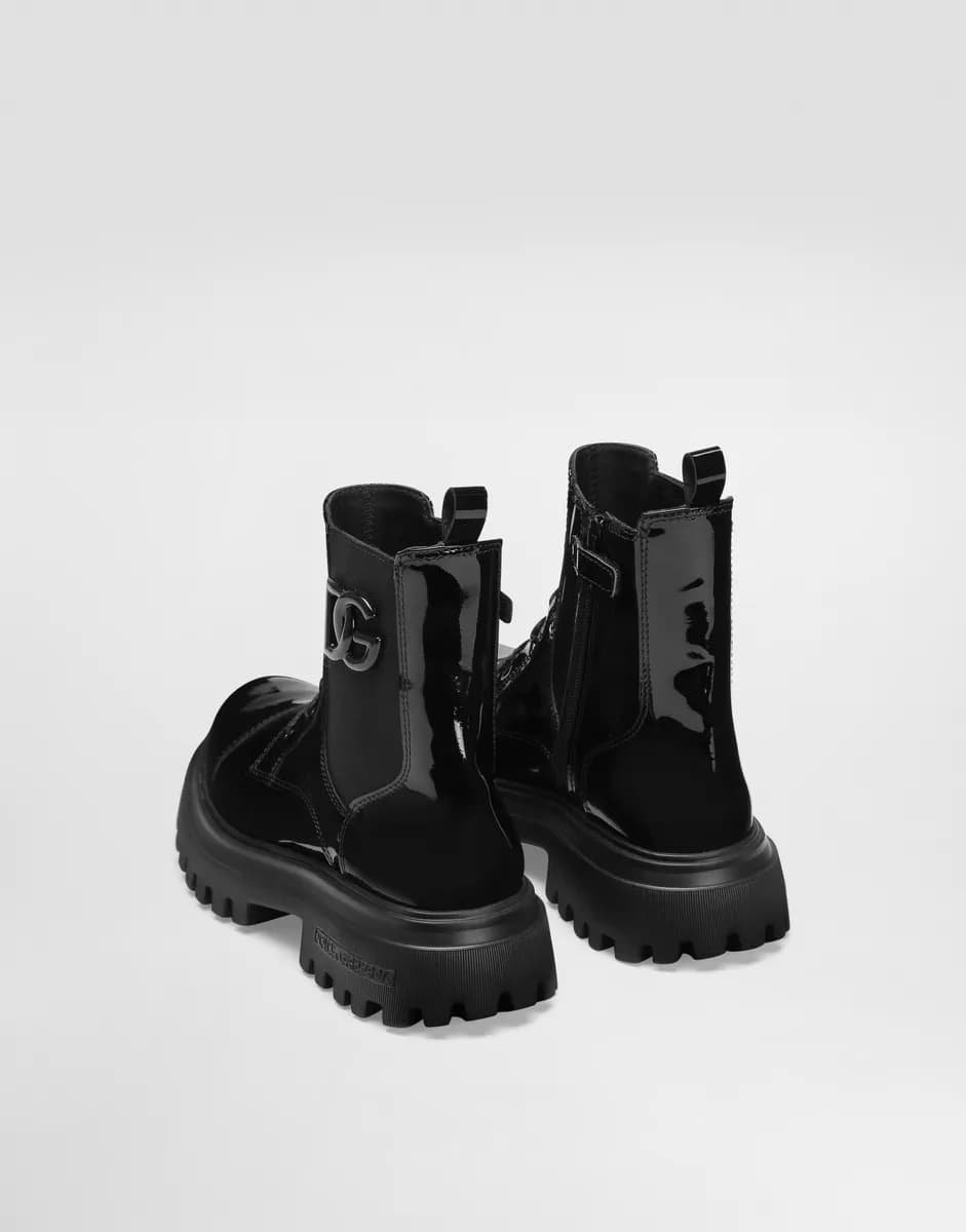 Dolce & Gabbana Kids Dziewczęce botki z lakierowanej skóry z elastyczną wstawką - 3