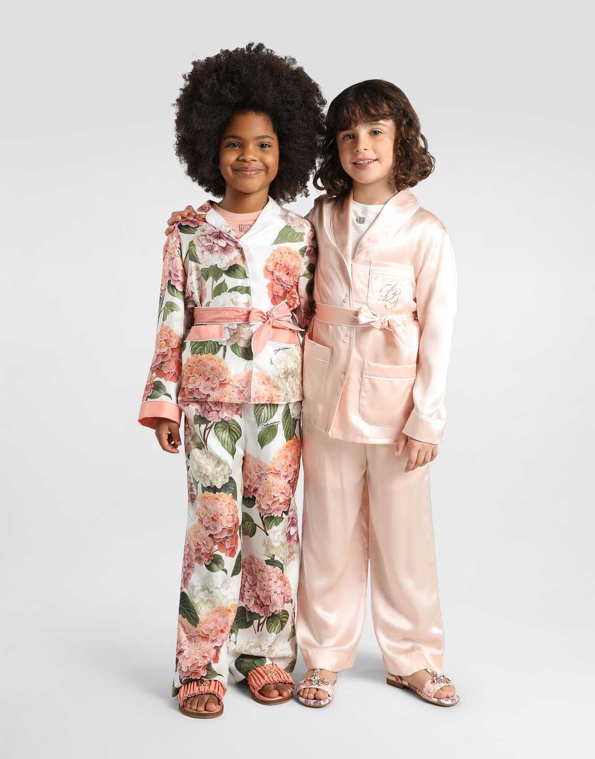 Dolce & Gabbana Kids dziecięce spodnie z jedwabnego twilu z nadrukiem hortensji - 7