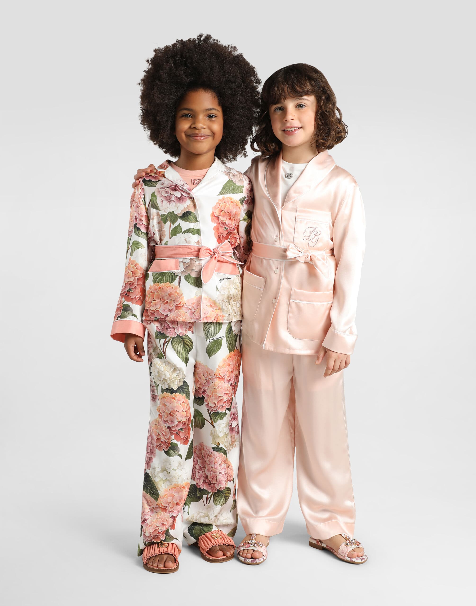 Dolce & Gabbana Kids dziecięce spodnie z jedwabnego twilu z nadrukiem hortensji - 7