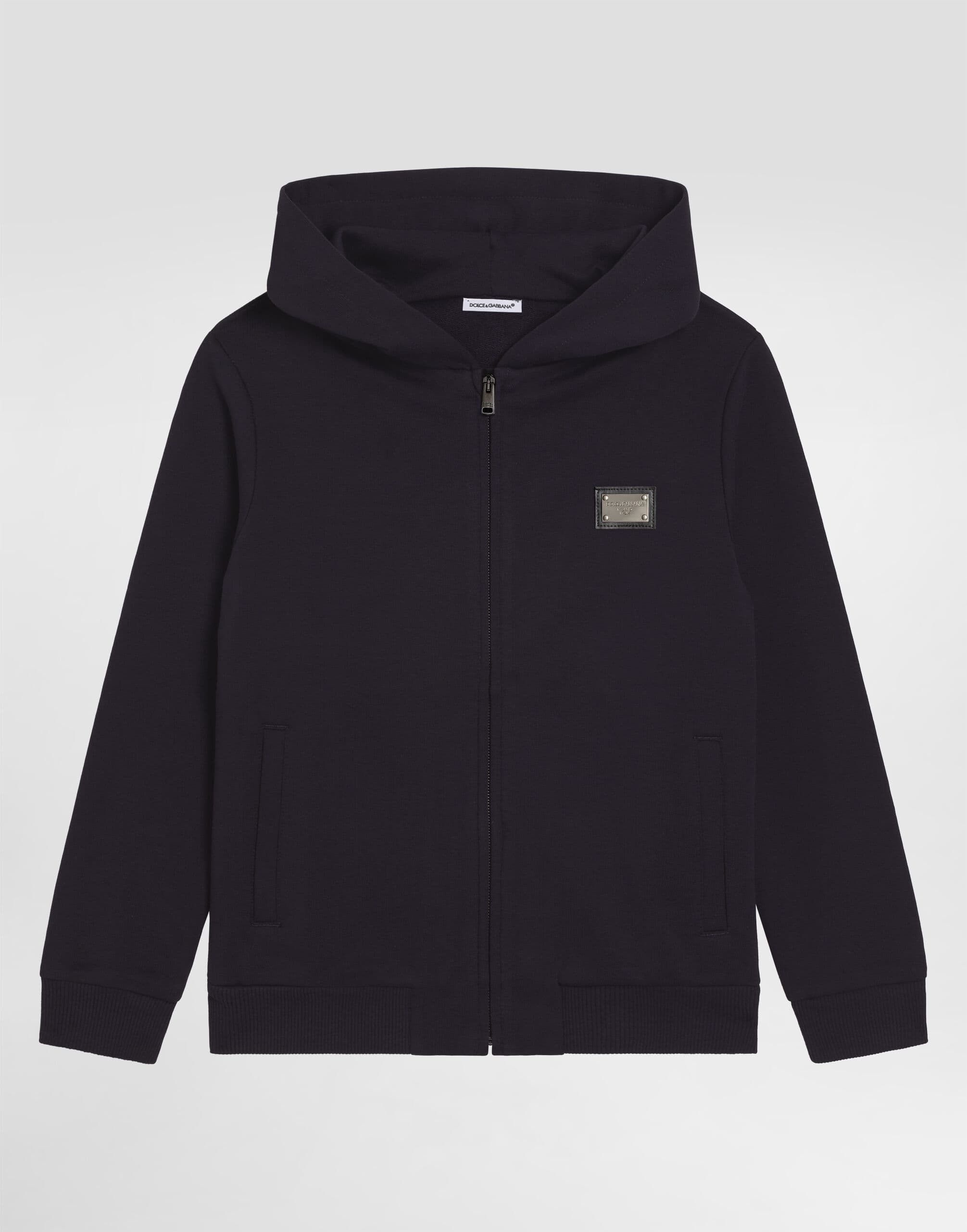Dolce & Gabbana dziecięca bluza z kapturem z metalową plakietką DG logo - 1