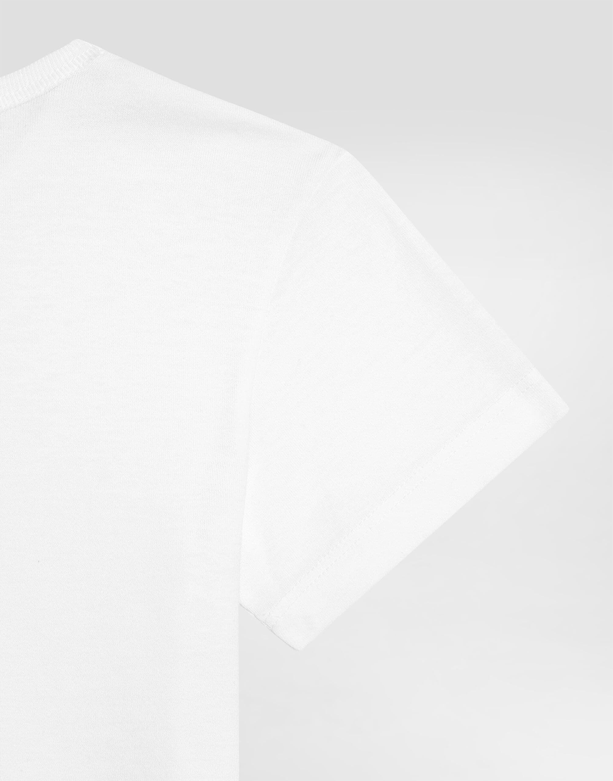 Dolce & Gabbana Kids Dziecięcy T-shirt jersey z metalową plakietką logo - 4