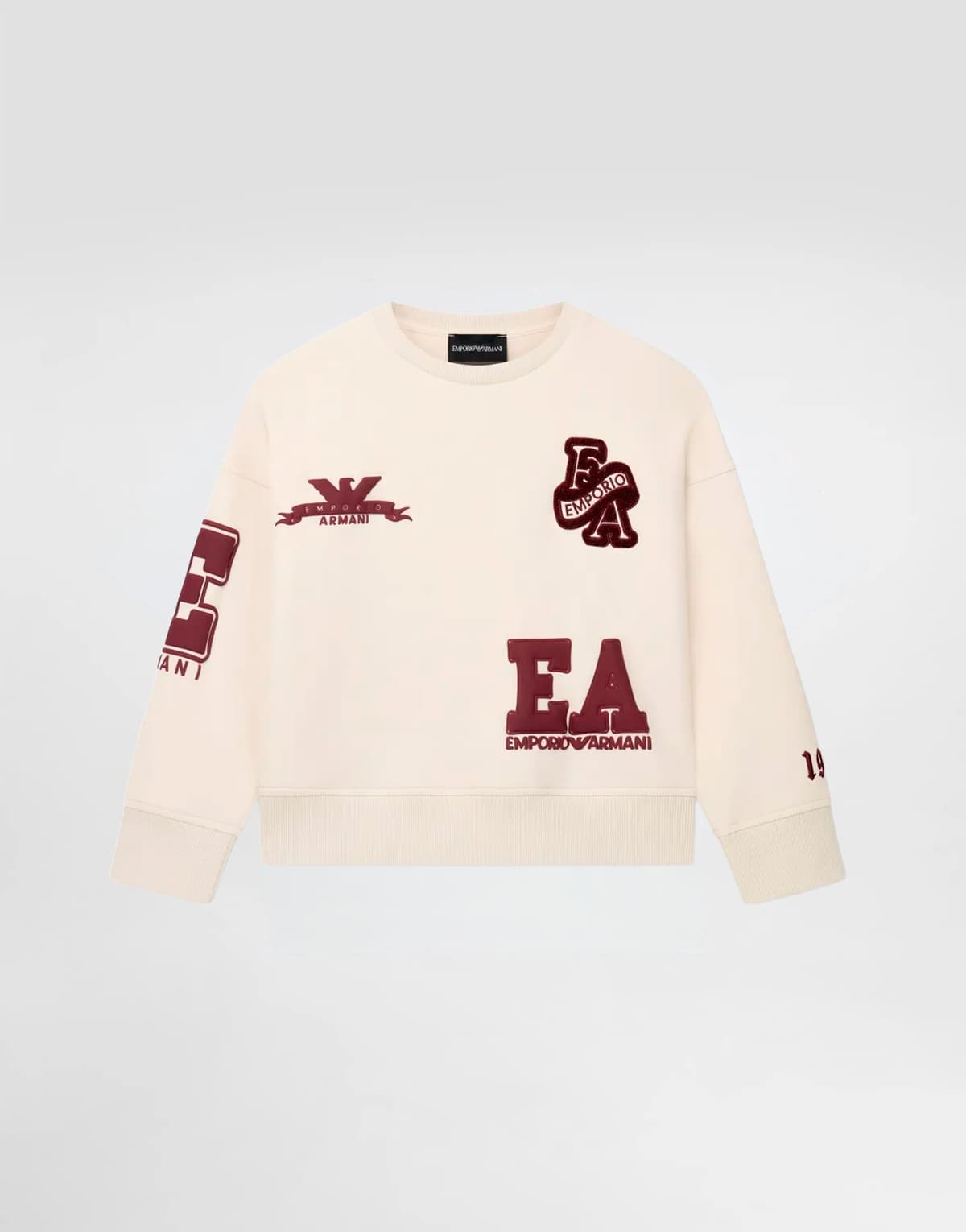 Emporio Armani Dziecięca bluza z okrągłym dekoltem z double jersey z naszywkami