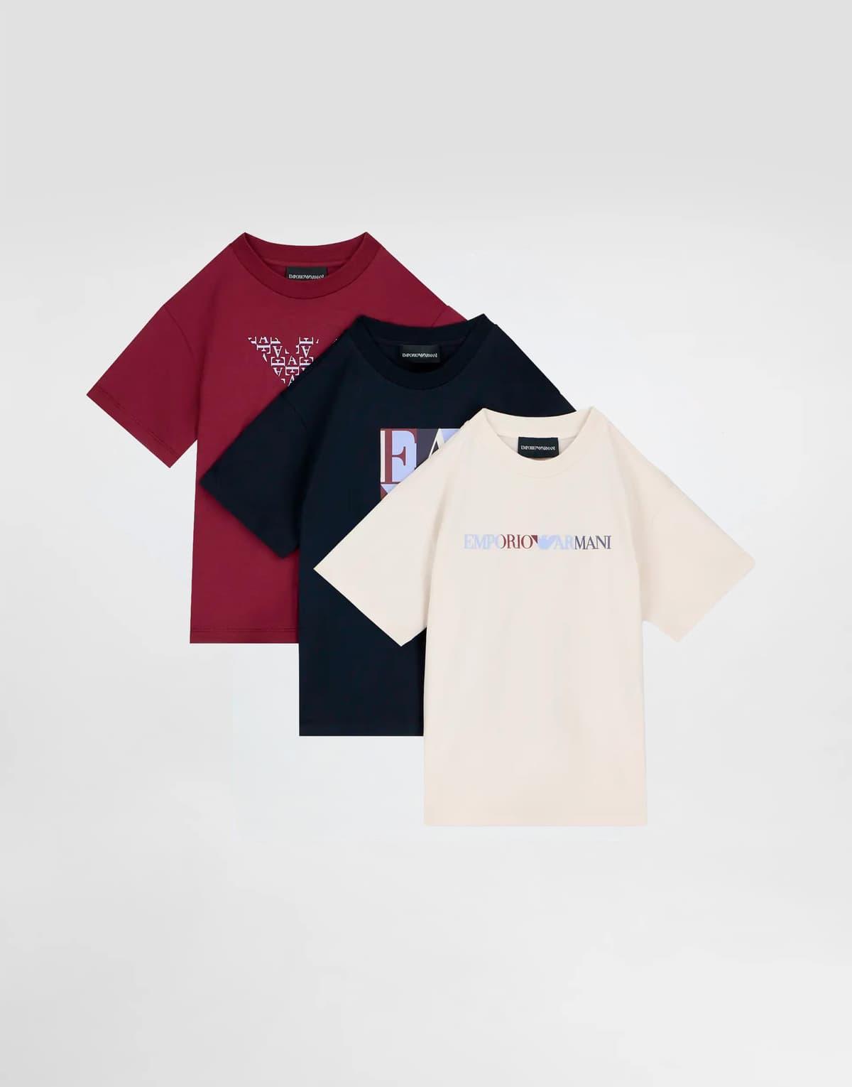 Emporio Armani​ Dziecięcy trójpak T-shirtów z okrągłym dekoltem z nadrukiem graficznym