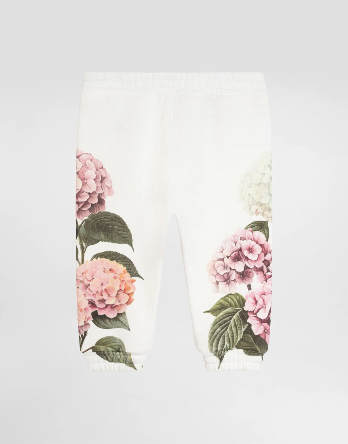Dolce & Gabbana Kids dziecięce spodnie z flaneli z nadrukiem hortensji i naszywką - 2