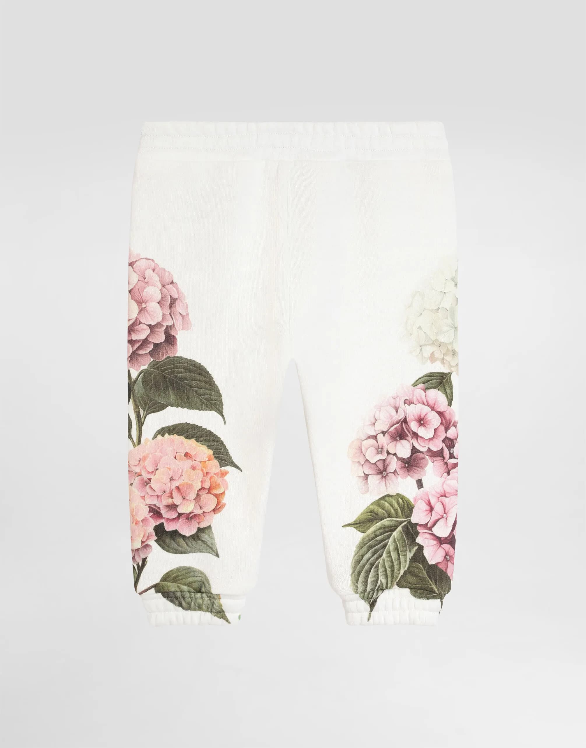 Dolce & Gabbana Kids dziecięce spodnie z flaneli z nadrukiem hortensji i naszywką - 2