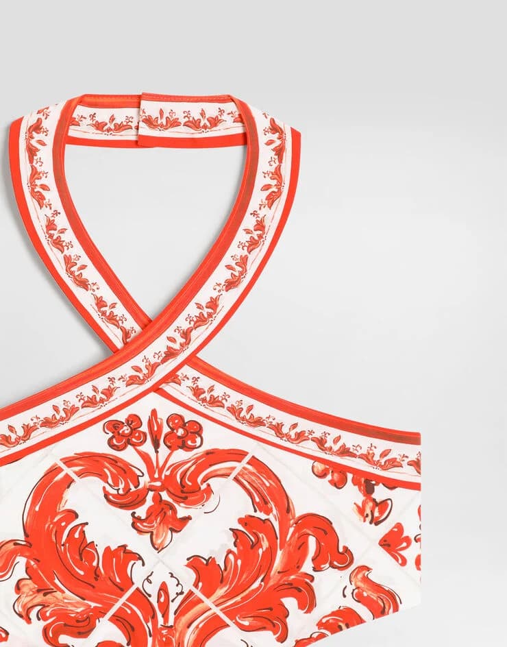 Dolce & Gabbana Kids Dziewczęcy kombinezon z popeliny z nadrukiem Majolica - 3