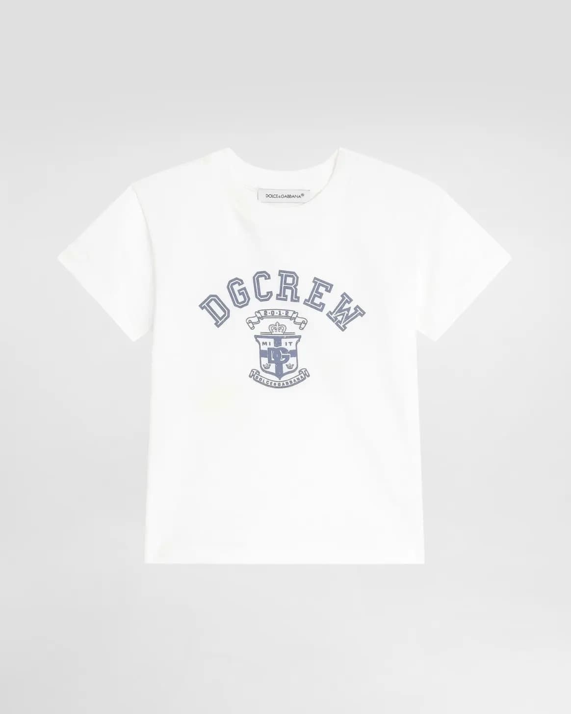 Bawełniany T-shirt Dolce & Gabbana Kids z nadrukiem logo DG - 1