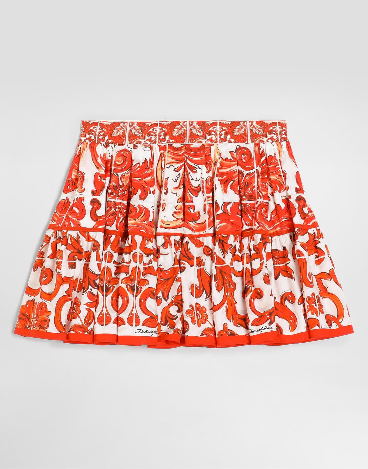 Dolce & Gabbana Kids Dziewczęca spódnica z popeliny z nadrukiem Majolica
