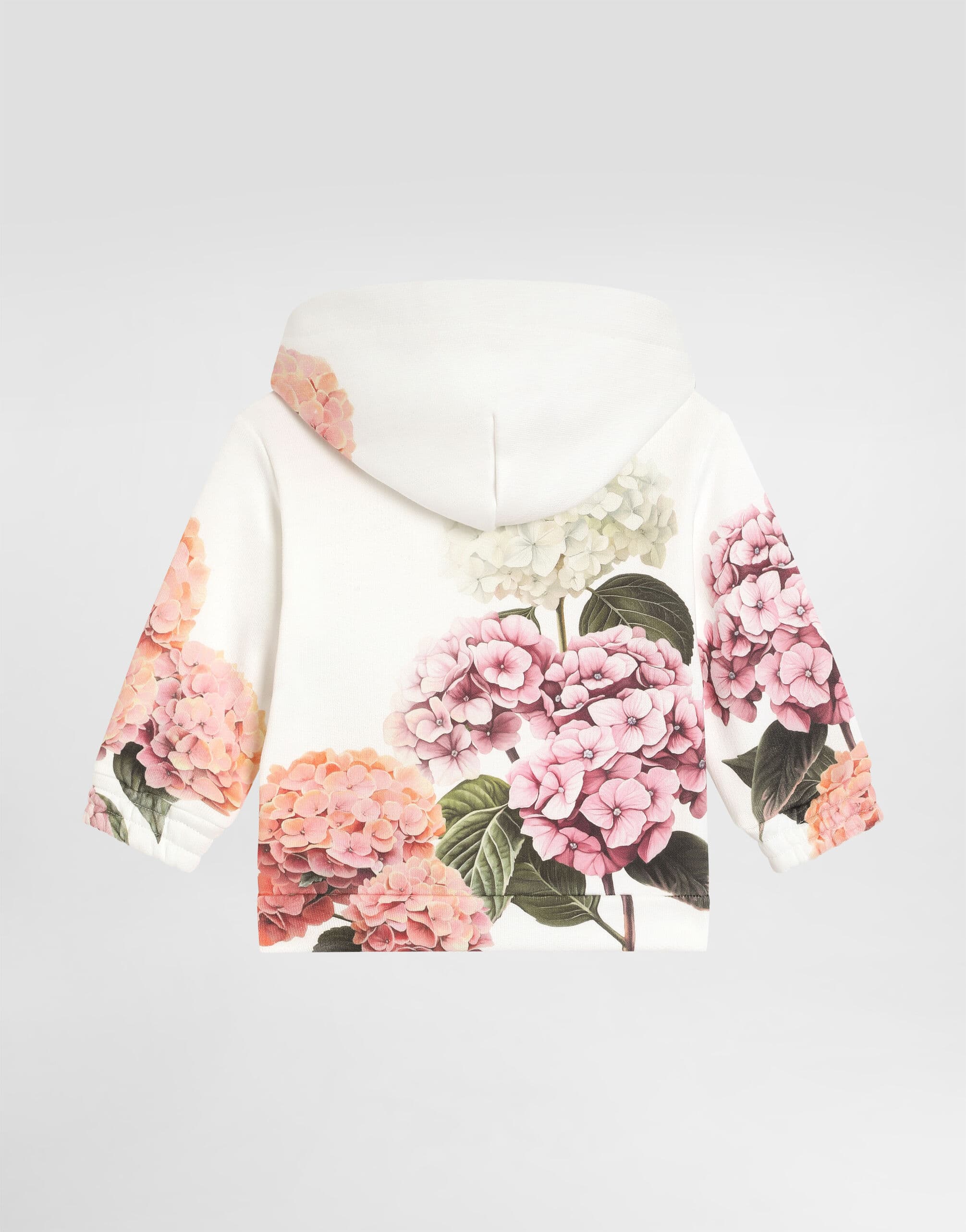 Dolce & Gabbana Kids Dziecięca bluza z kapturem z nadrukiem hortensji i naszywką  - 2