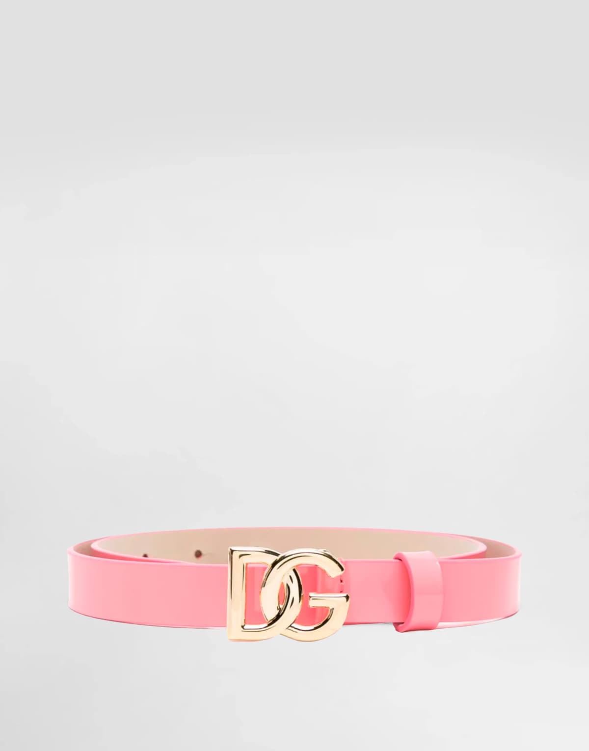 Dolce & Gabbana Kids dziecięcy pasek z lakierowanej skóry cielęcej ze złotą klamrą z logo DG