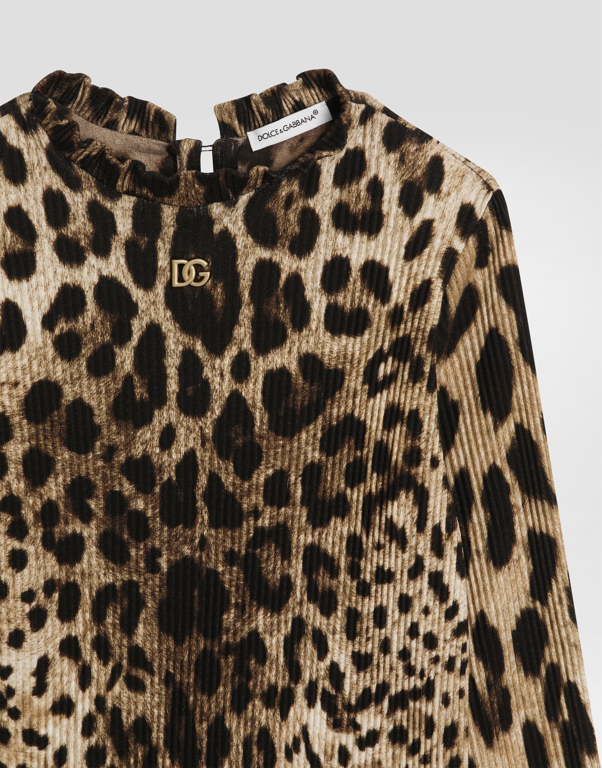 Dolce & Gabbana Kids dziecięcy prążkowany golf z nadrukiem leoparda - 5