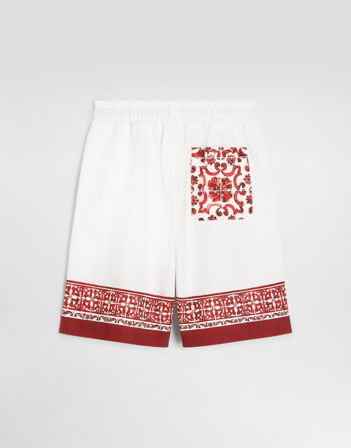 Dolce & Gabbana Kids Chłopięce bermudy z podwójnej piki z nadrukiem Majolica - 3