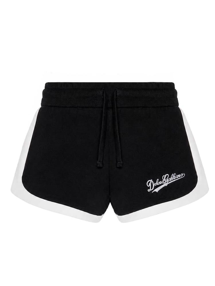 Dolce & Gabbana Kids Dziecięce szorty z frotte z logo w stylu pisma odręcznego - 1