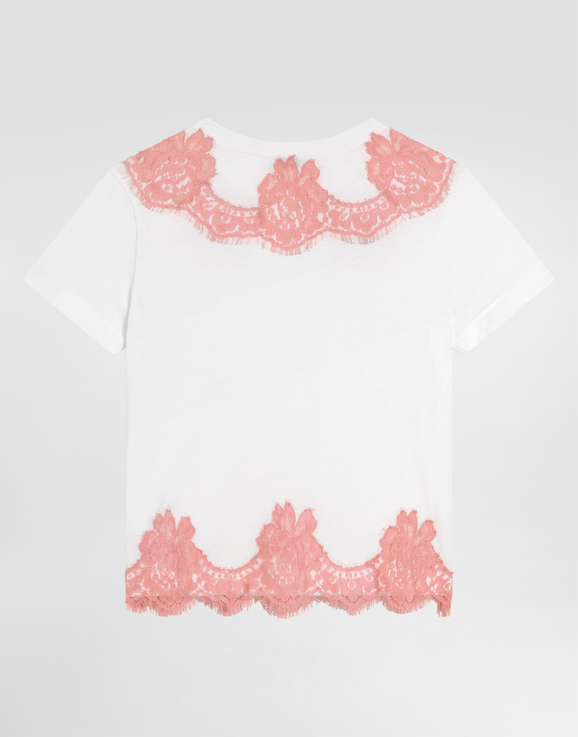 Dolce & Gabbana Kids dziecięcy T-shirt jersey z koronką i haftem DG - 2