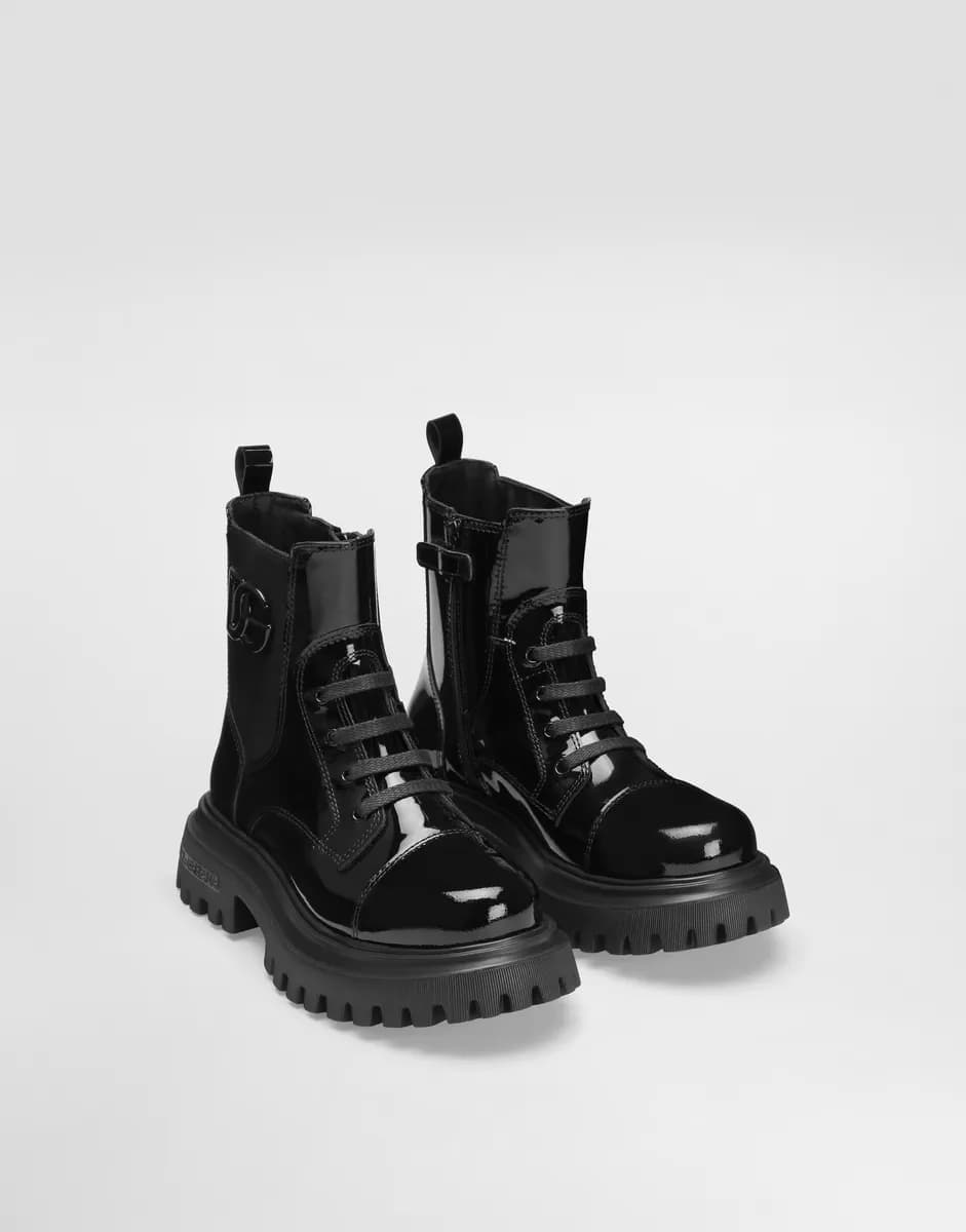 Dolce & Gabbana Kids Dziewczęce botki z lakierowanej skóry z elastyczną wstawką
