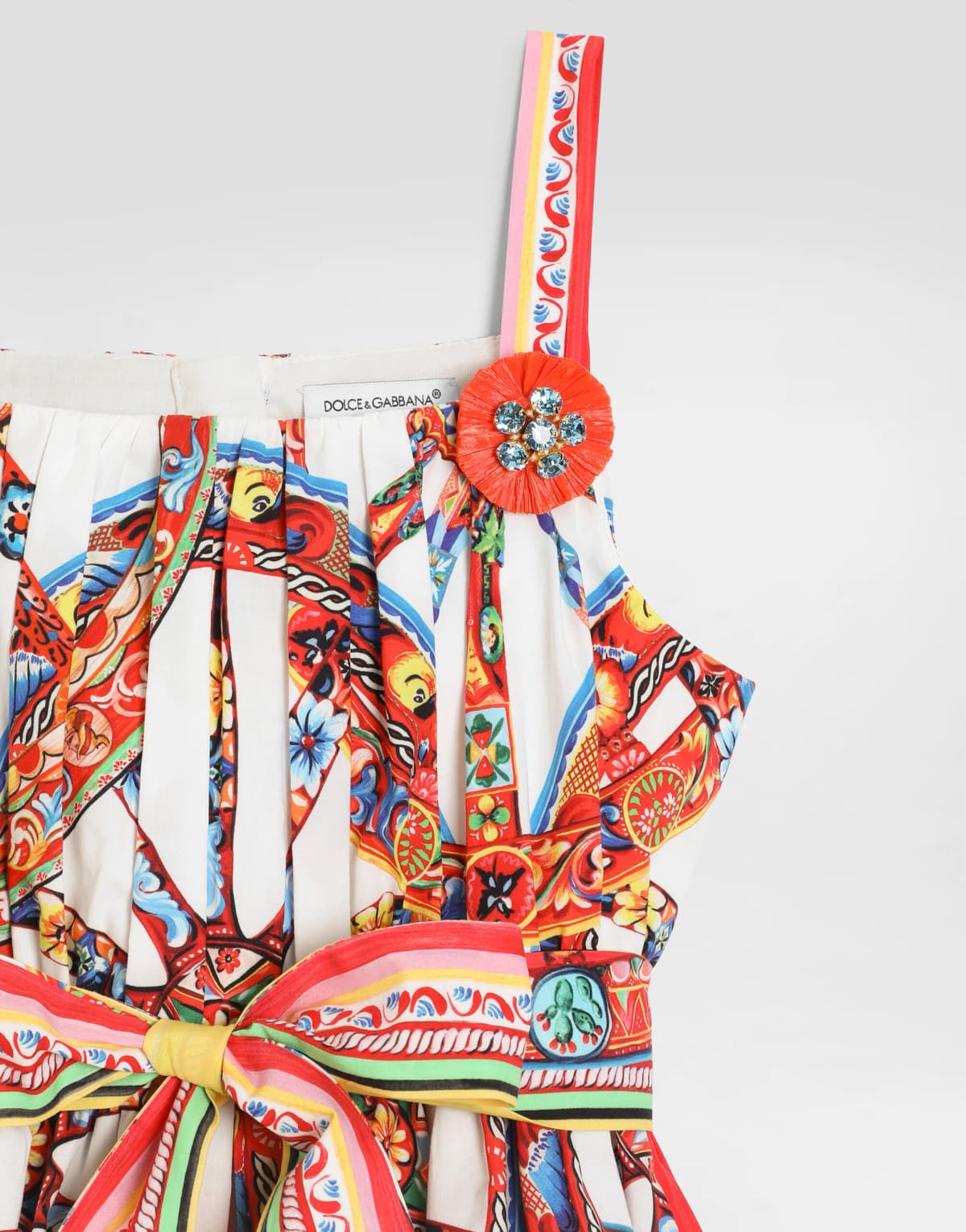 Dolce & Gabbana Kids Dziewczęca sukienka z popeliny z nadrukiem Carretto - 5