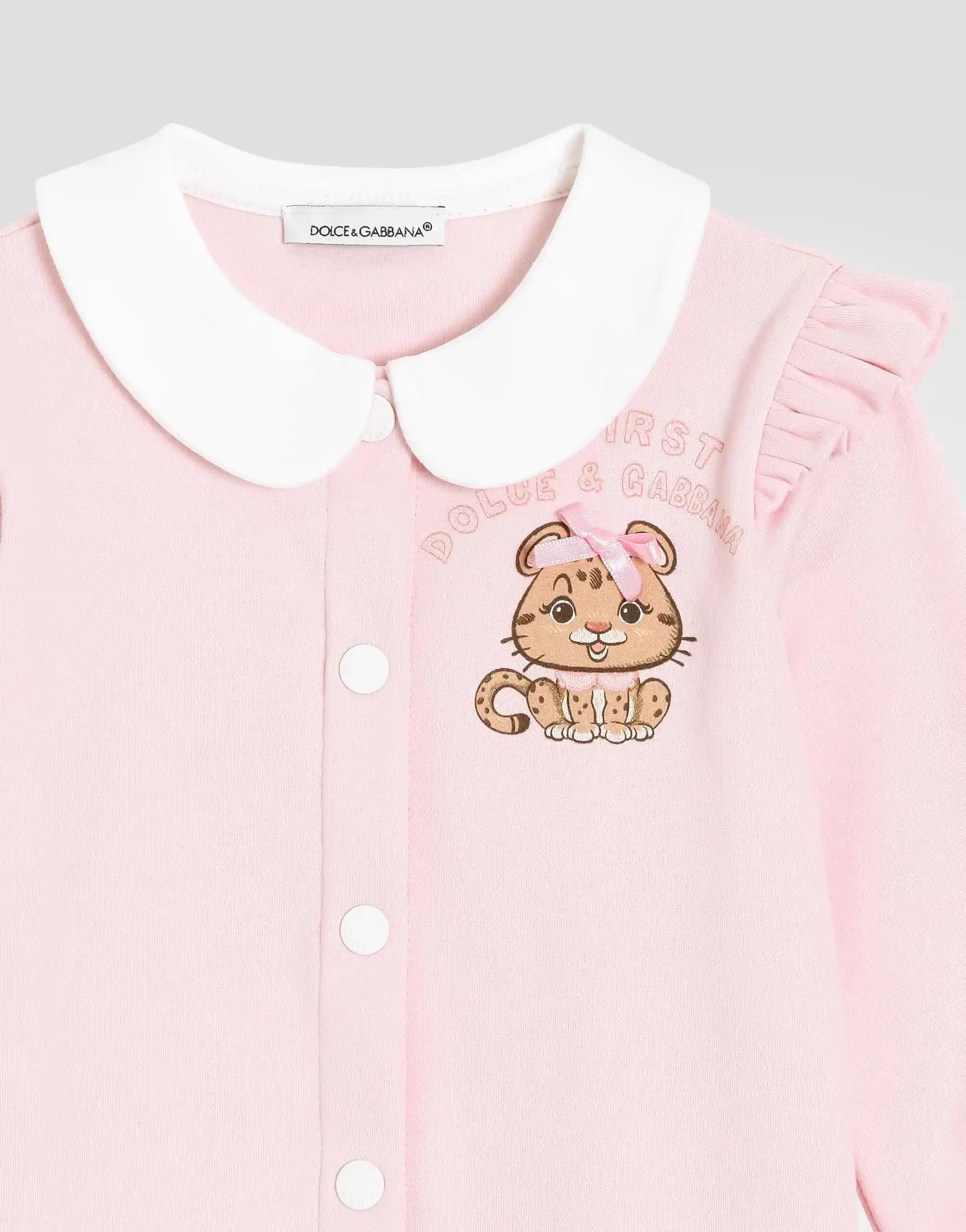 Dolce & Gabbana Kids 3-częściowy zestaw prezentowy dla niemowlęcia z interloku z nadrukiem i kokardką - 4